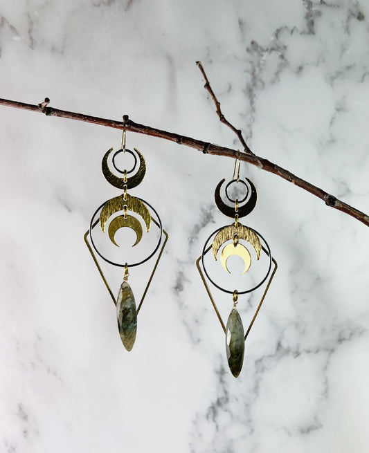 Pair of Light Weight Labradorite Earrings, Manifestation Jewelry