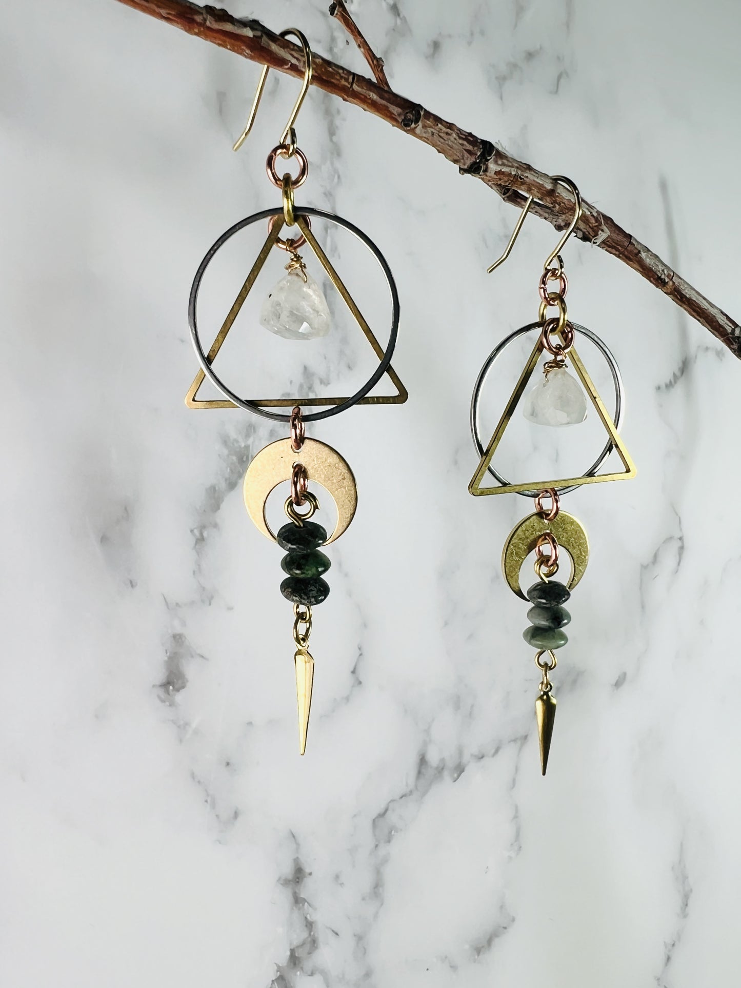 Pair of Lightweight, Moonstone and Turquoise Earrings, Manifestation Jewelry