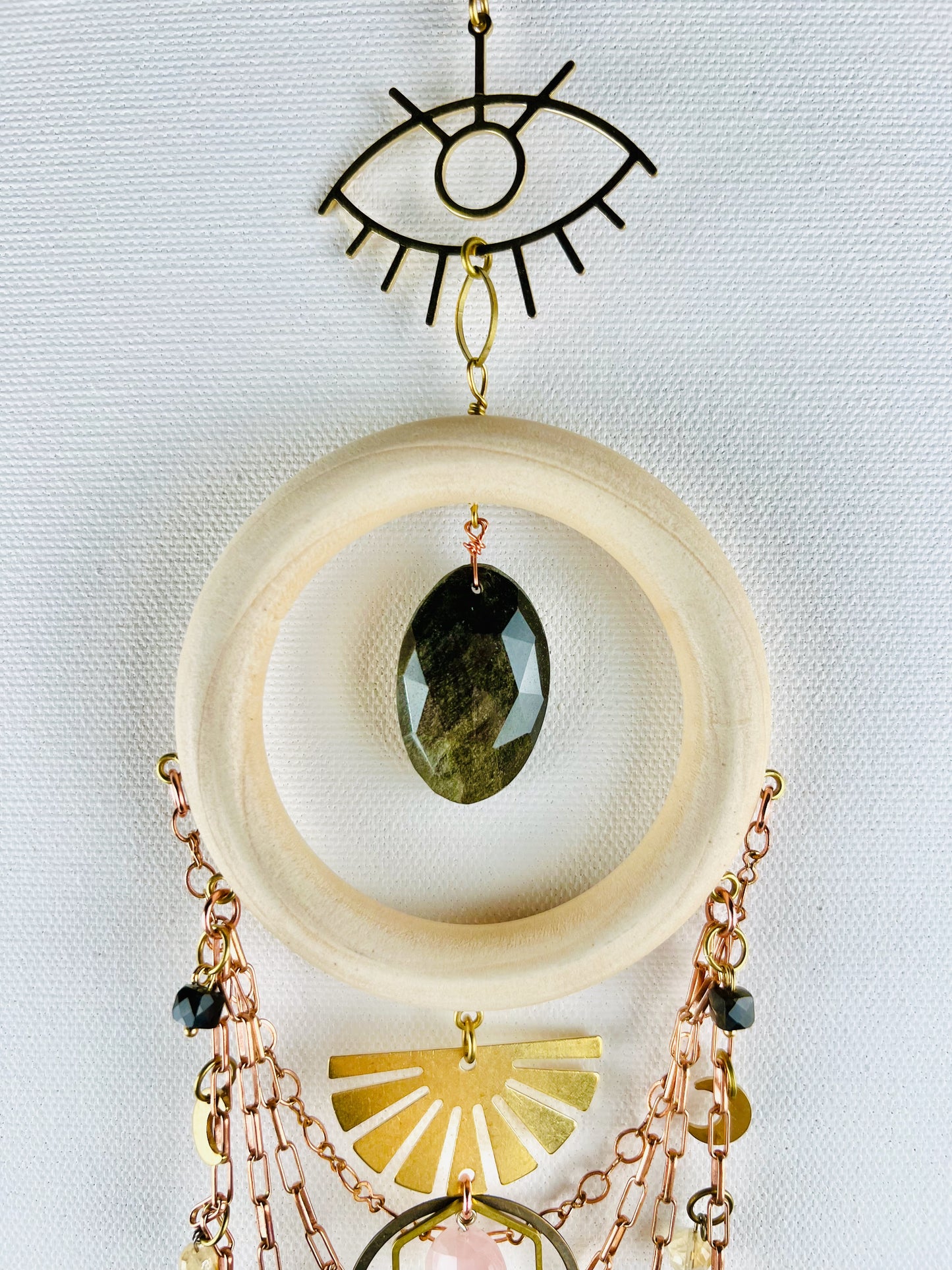 Obsidian, Citrine, Rose Quartz Manifestation Charm Wall Art