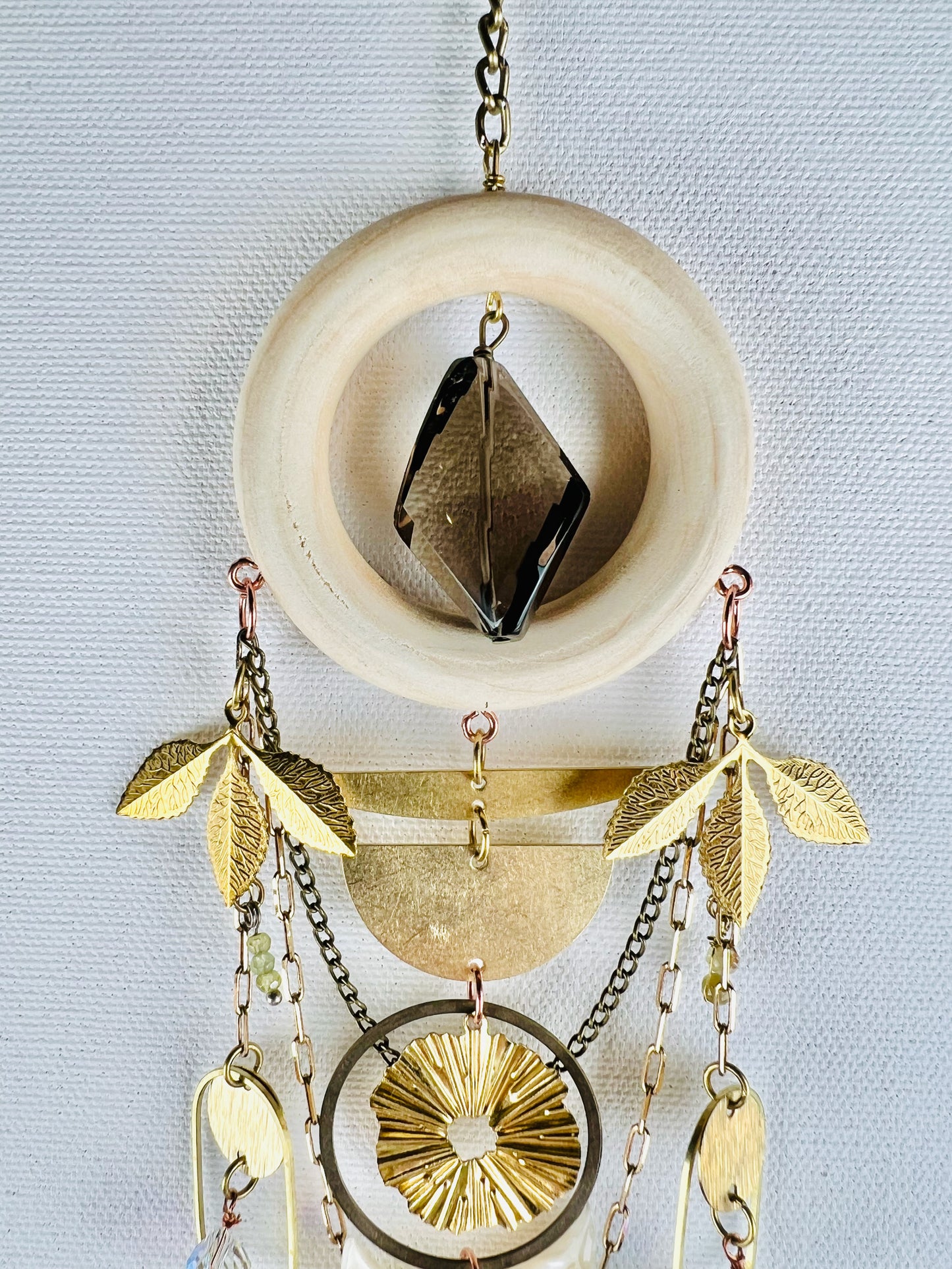Smoky Quartz, Green Garnet, Eagle Eye Manifestation Charm Wall Art