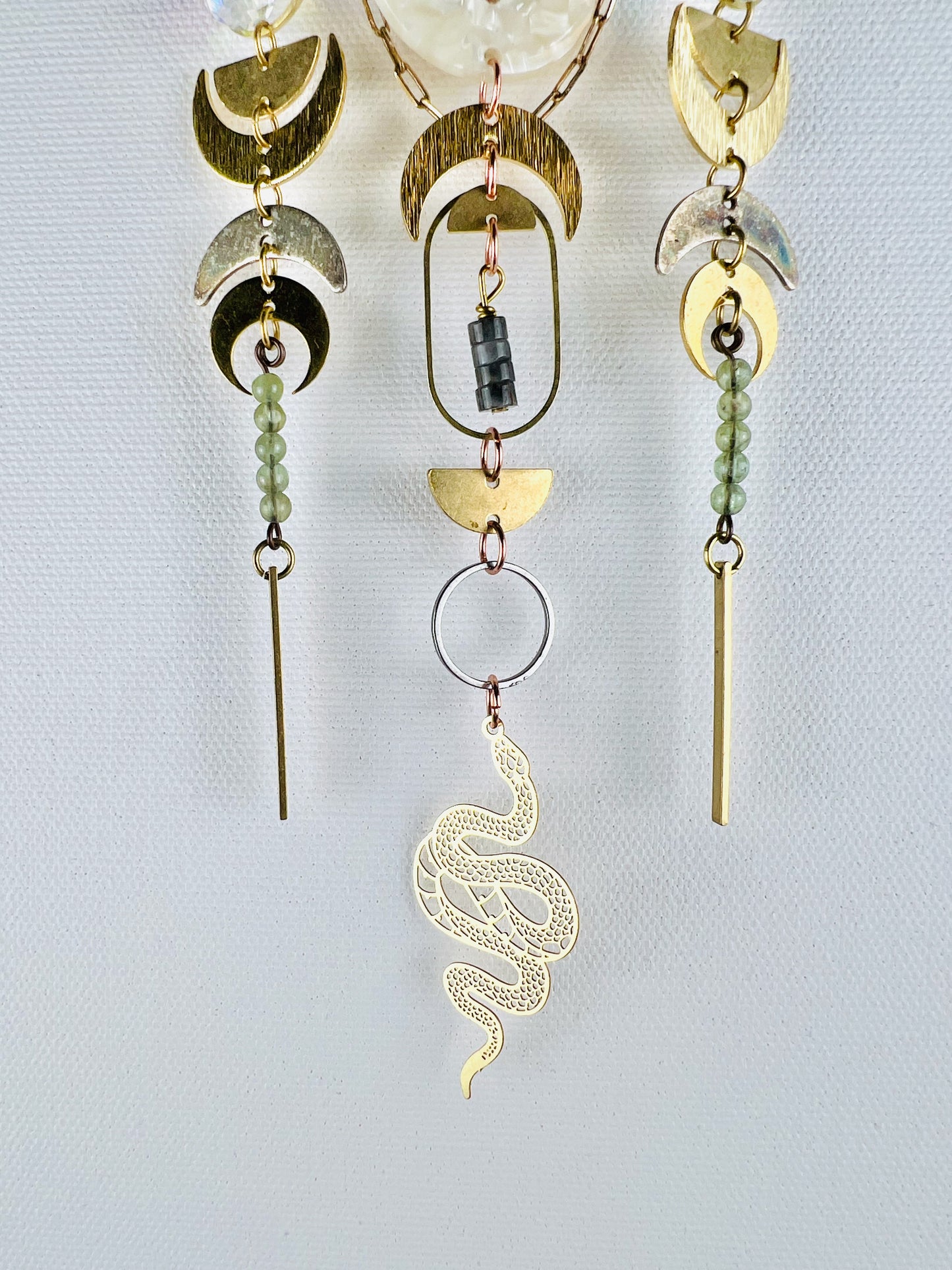 Smoky Quartz, Green Garnet, Eagle Eye Manifestation Charm Wall Art
