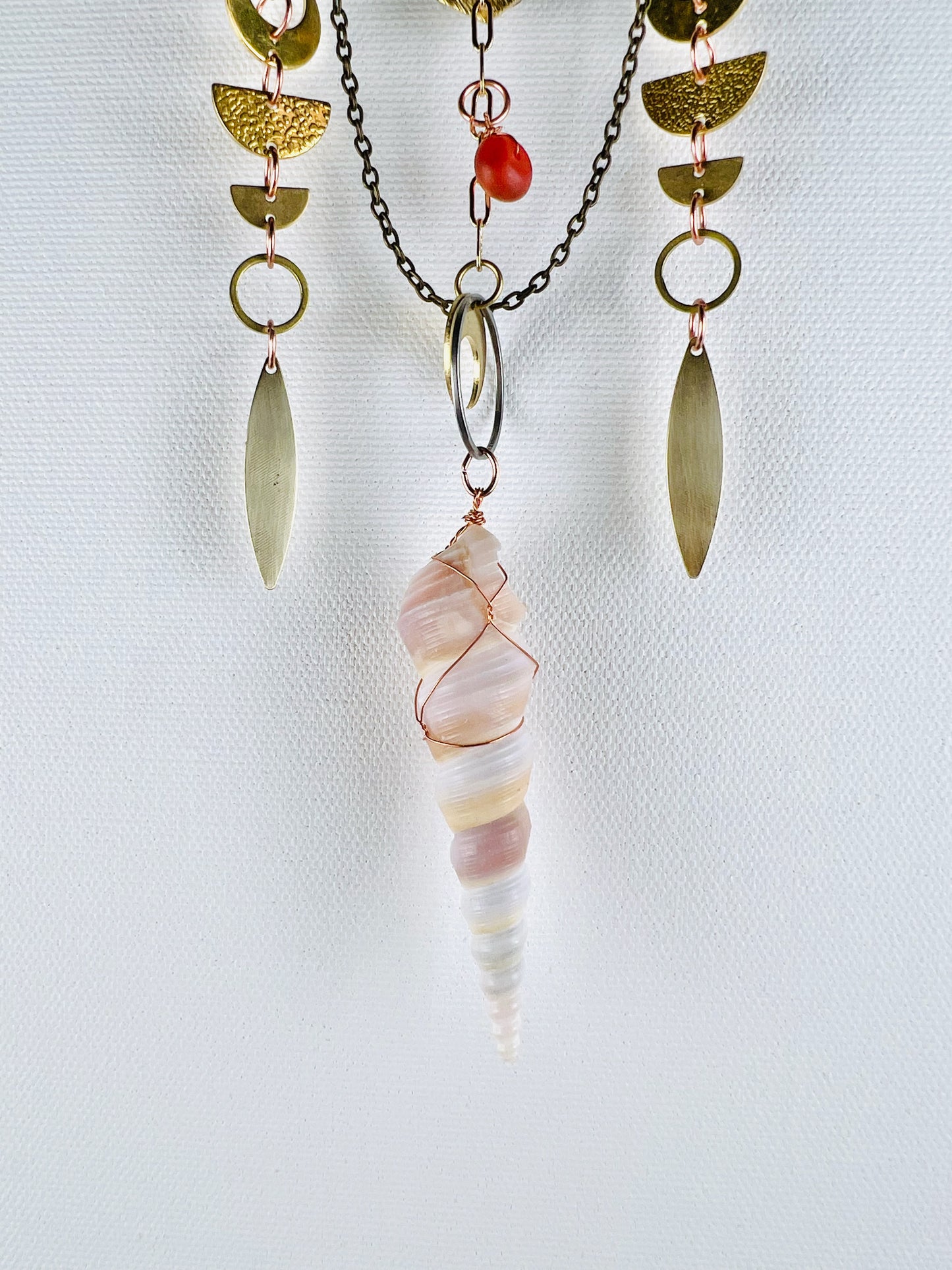 Agate, Moss Agate, Carnelian & Seashell Manifestation Charm Wall Art
