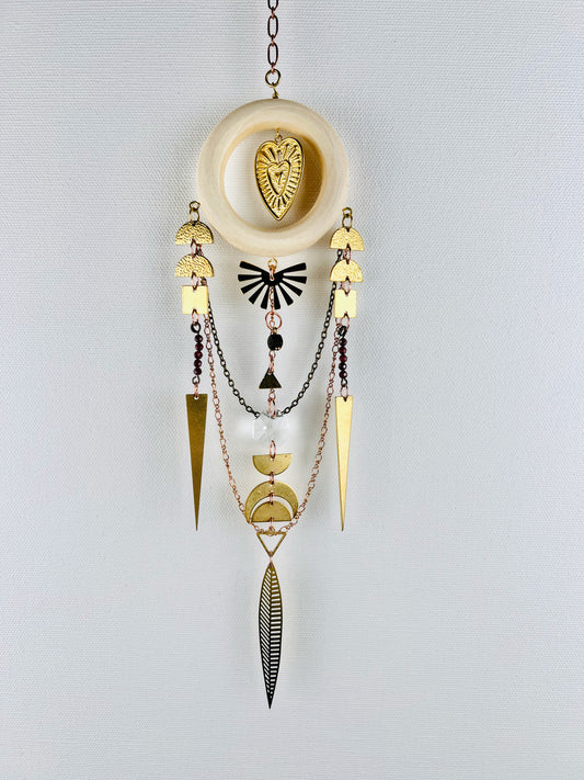 Red Garnet, Golden Obsidian Manifestation Charm Wall Art