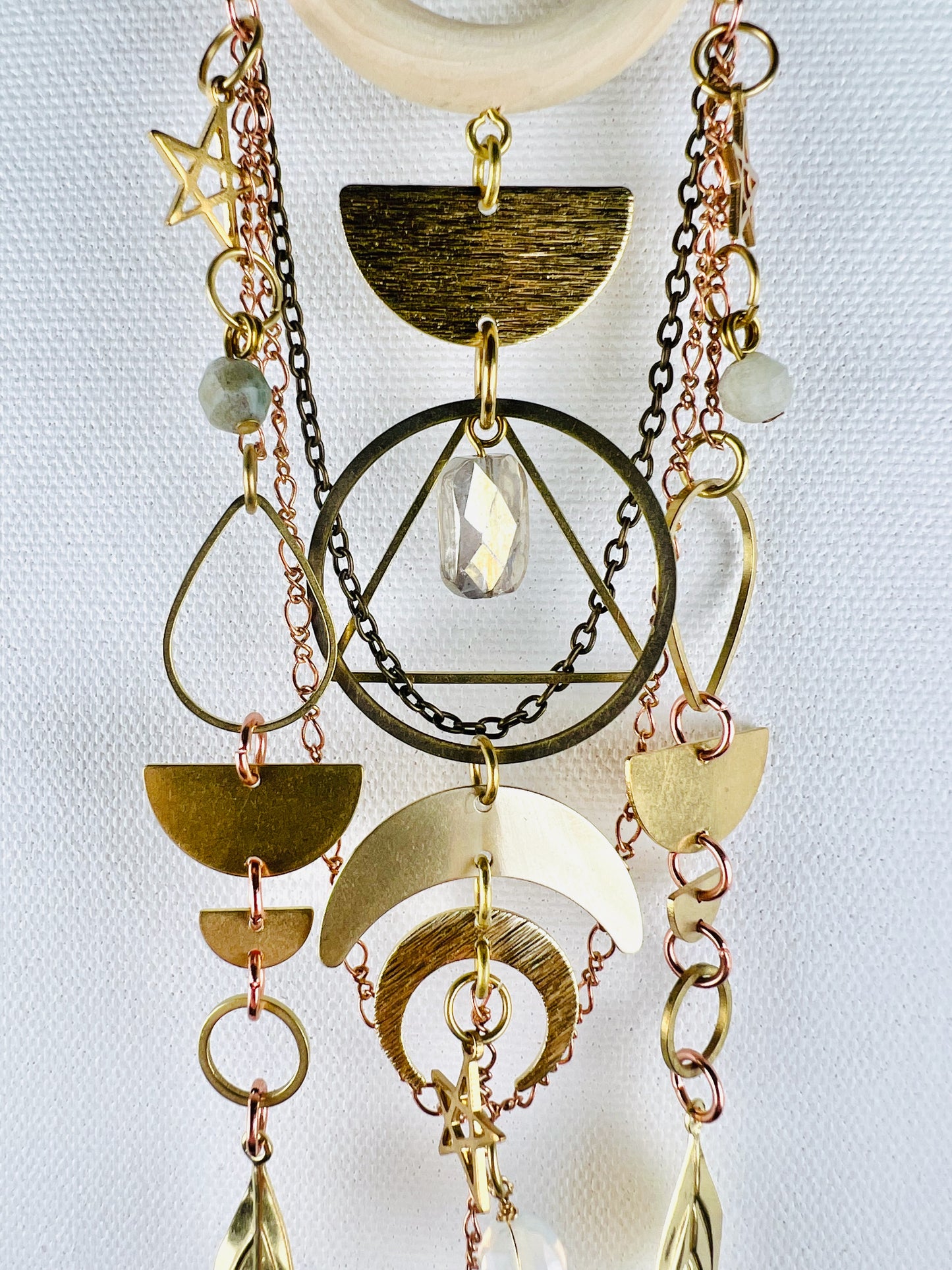 Seashell, Jade, Smoky Quartz, Opalite Manifestation Charm Wall Art