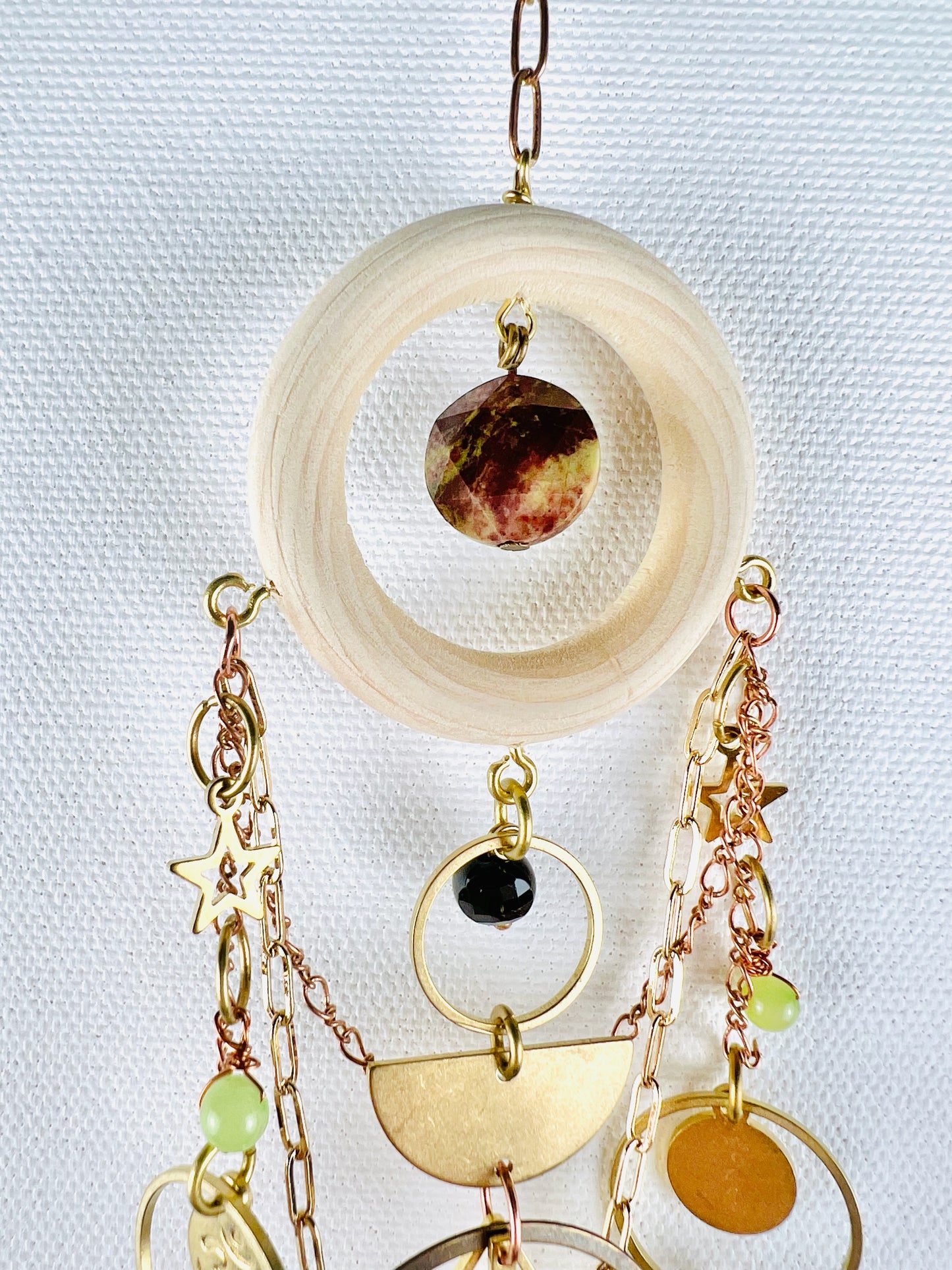 Bloodstone, Onyx, Green Calcite, Turquoise Manifestation Charm Wall Art