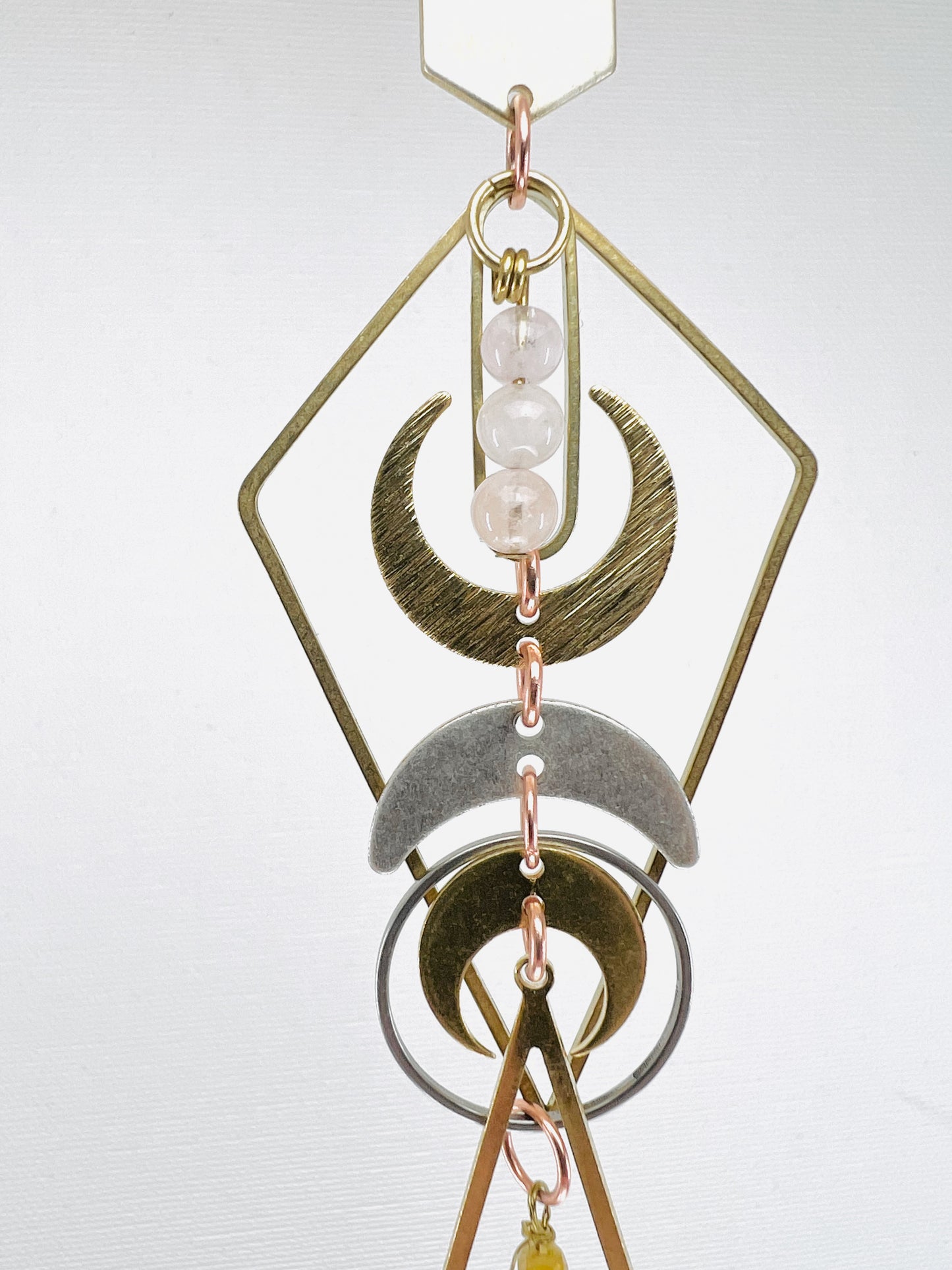 Morganite, Green Tourmaline, Quartz Manifestation Mini, Rearview Mirror Car Charm