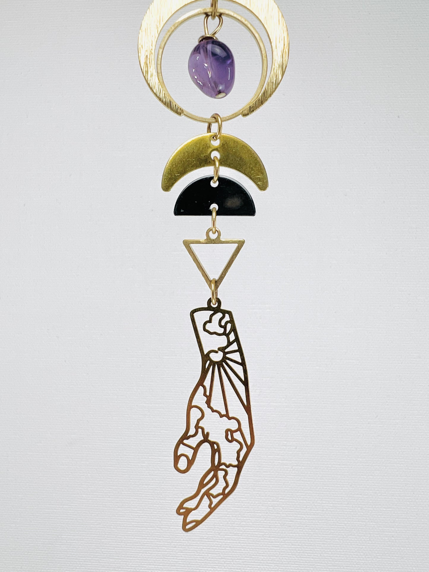 Amethyst Manifestation Charm Mini, Rearview Mirror, Car, Home Decor