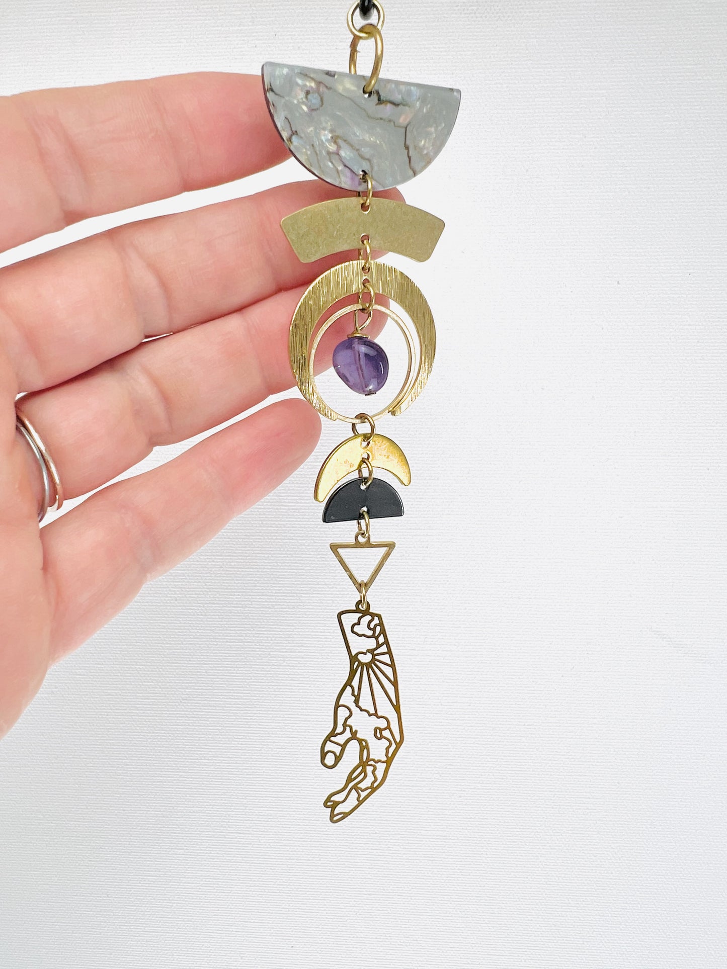 Amethyst Manifestation Charm Mini, Rearview Mirror, Car, Home Decor