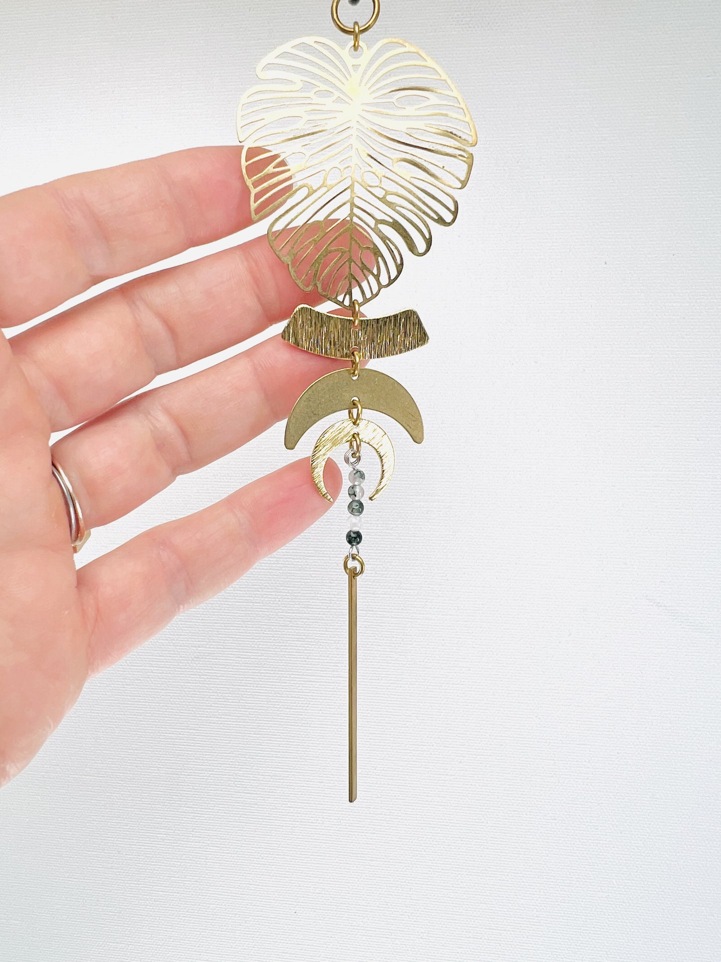 Moss Agate Manifestation Mini, Rearview Mirror Car Charm