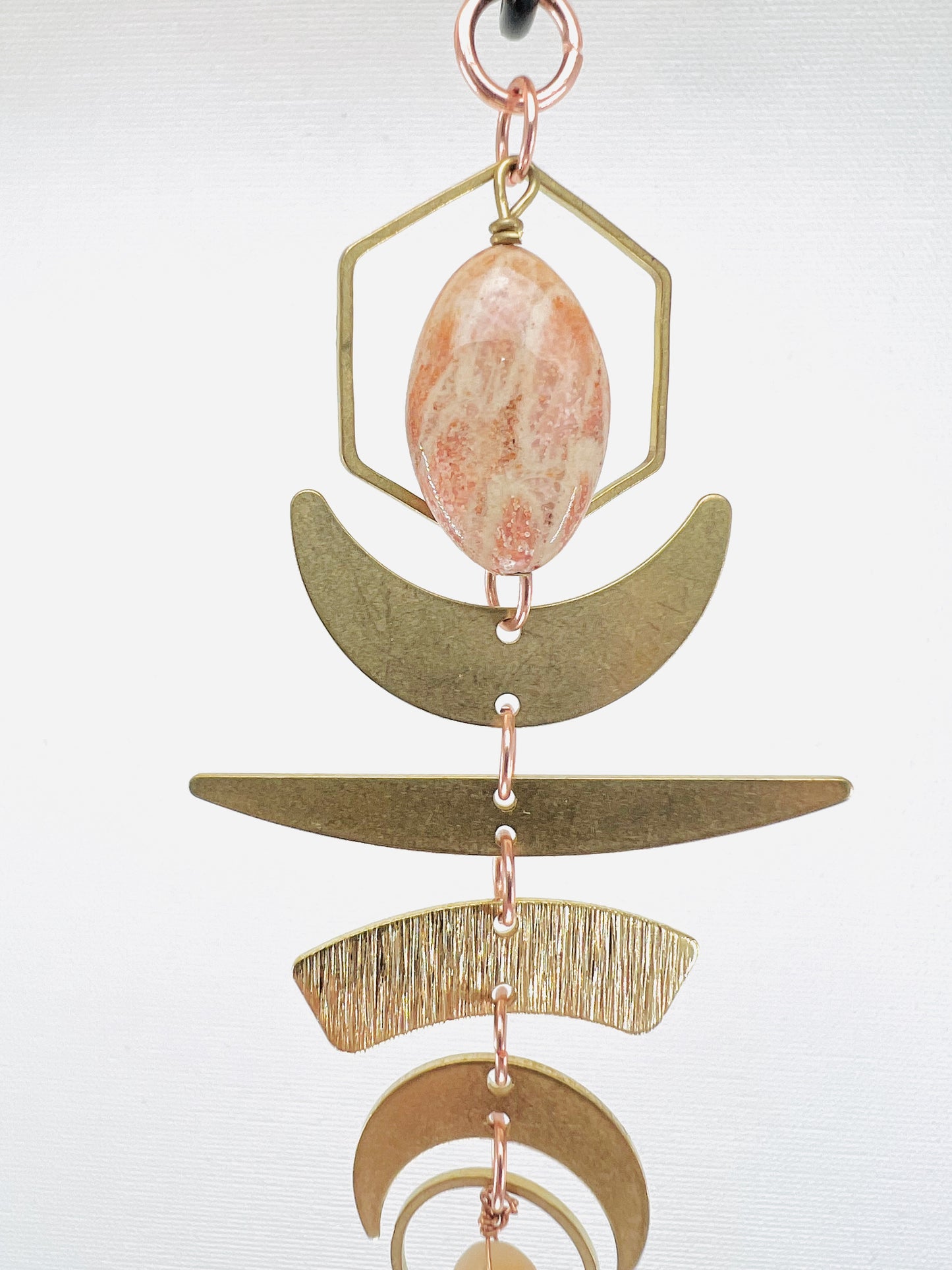 Fossilized Coral, Yellow Calcite Manifestation Mini, Rearview Mirror Car Charm | Home Decor
