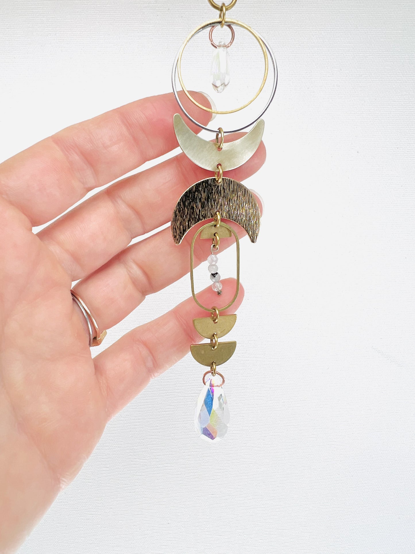Moonstone Manifestation Mini, Rearview Mirror Car Charm | Home Decor | Suncatcher
