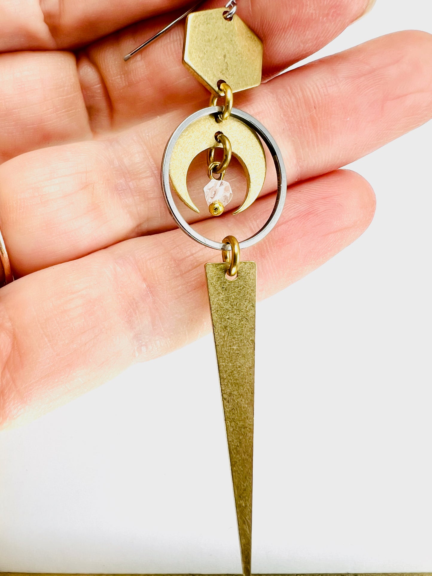 Herkimer Diamond Single Crystal Earring – Clarity & Purpose Manifestation Jewelry (Sold as One Earring)