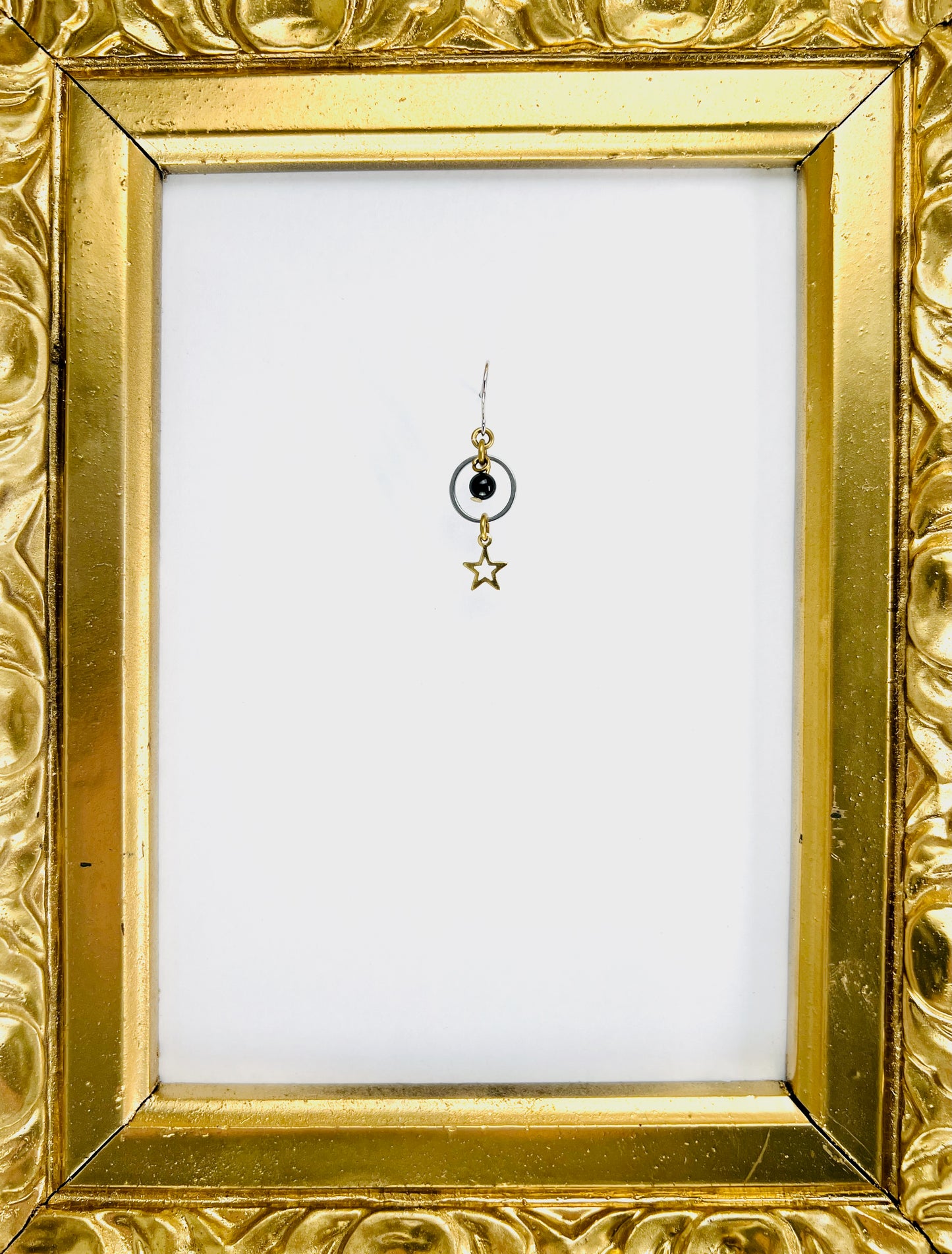 Onyx & Star Single Crystal Earring – Strength & Resilience Manifestation Jewelry (Sold as One Earring)