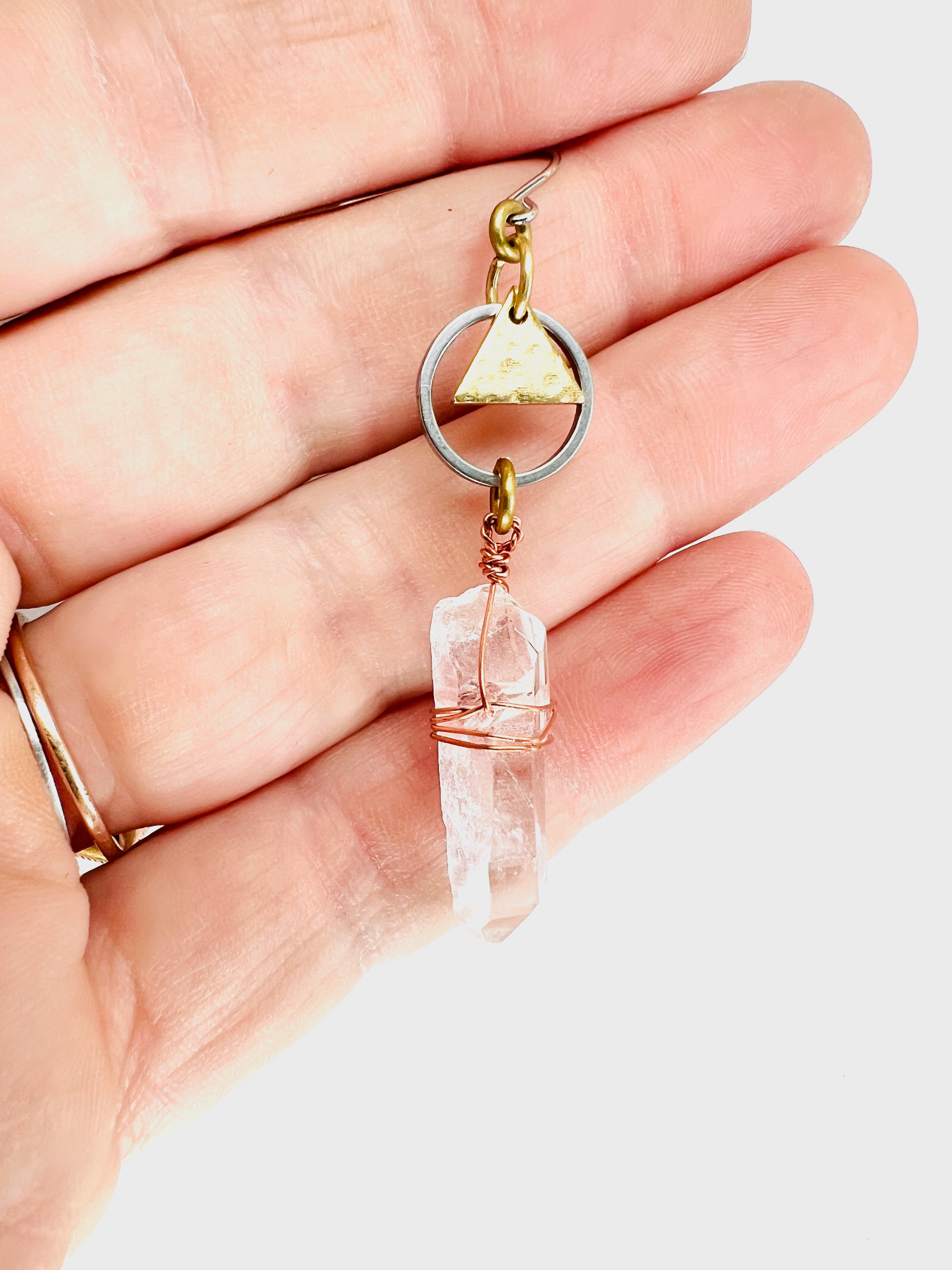 Singly Sold Raw Clear Quartz Earring, Crystal Manifestation Jewelry