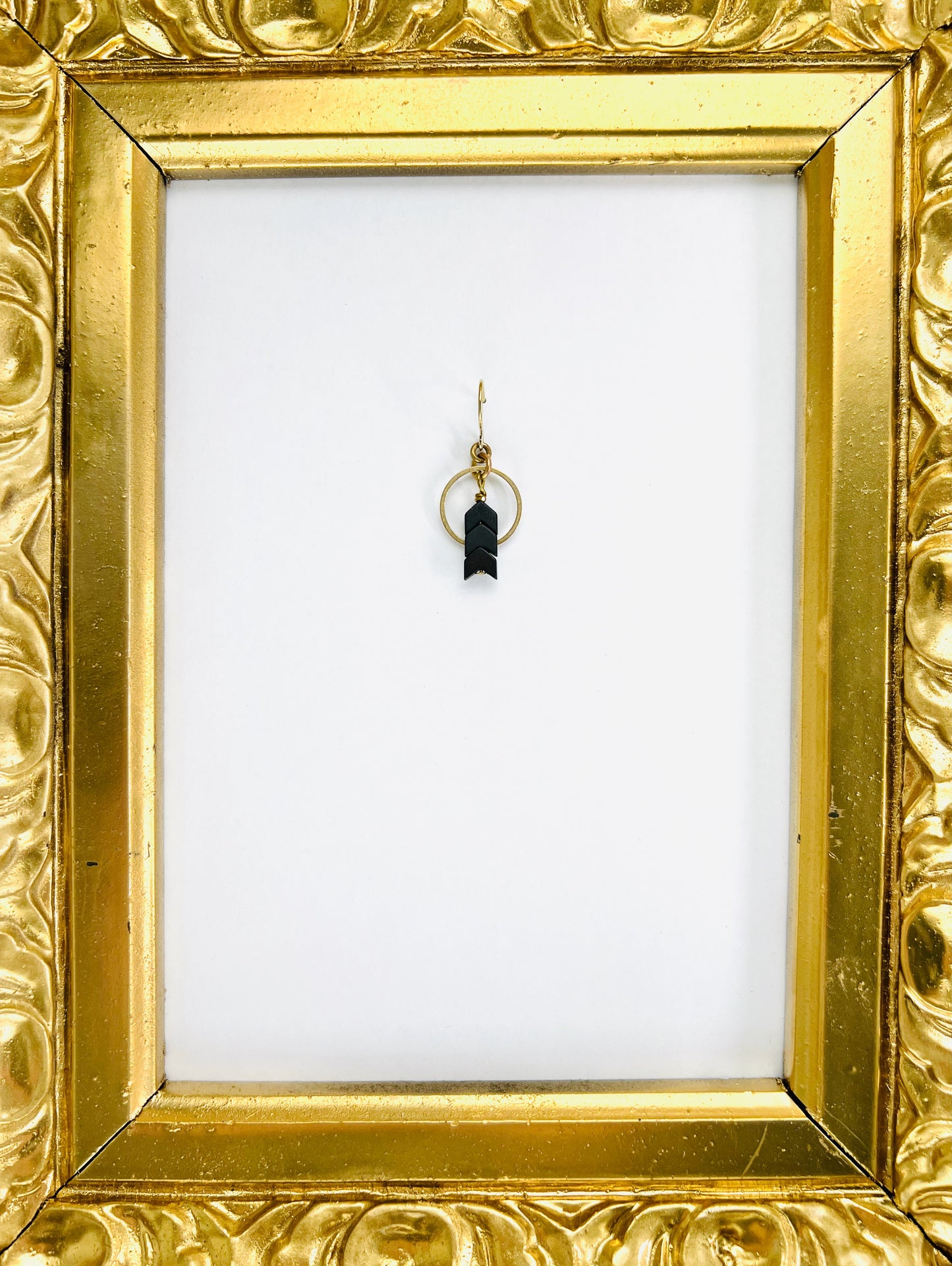 Chevron & Hematite Single Crystal Earring – Strength & Self-Confidence Manifestation Jewelry (Sold as One Earring)