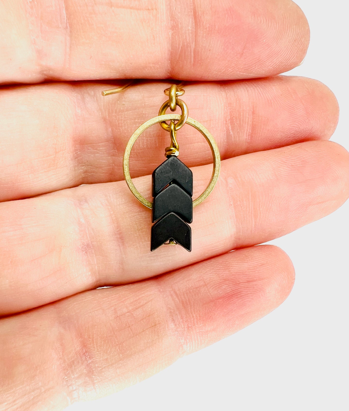 Singly Sold Chevron and Hematite Earring, Crystal Manifestation Jewelry