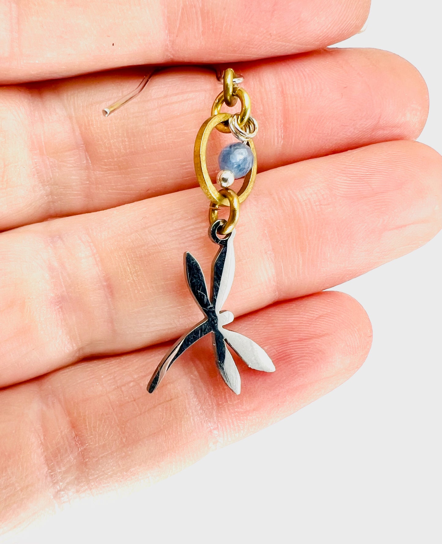 Singly Sold Kyanite Dragonfly Earring, Crystal Manifestation Jewelry