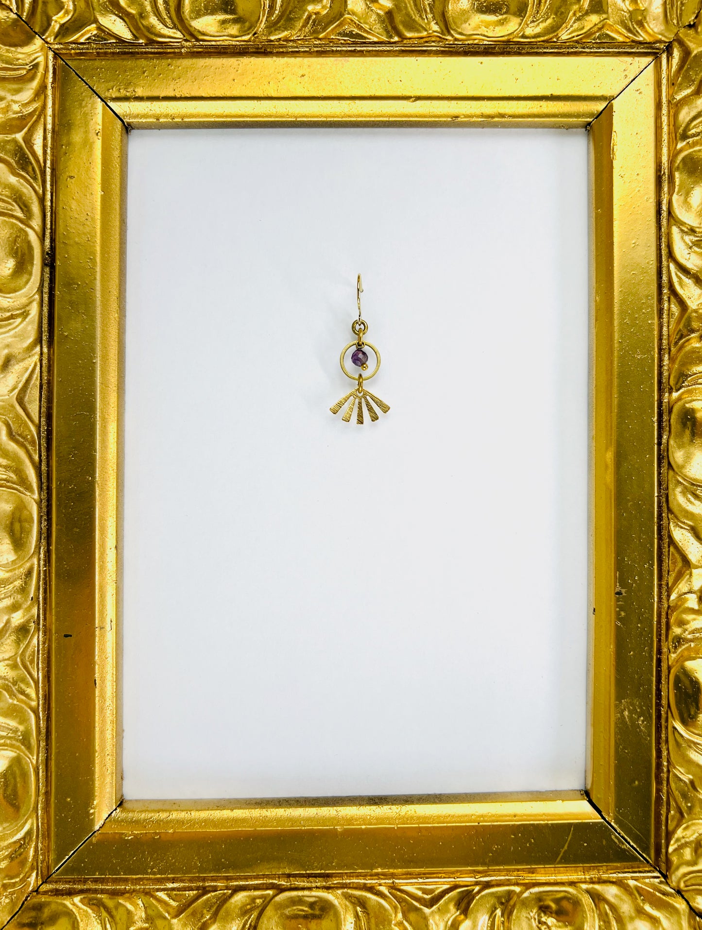 Amethyst Fan Single Crystal Earring – Calm & Intuition Manifestation Jewelry (Sold as One Earring)