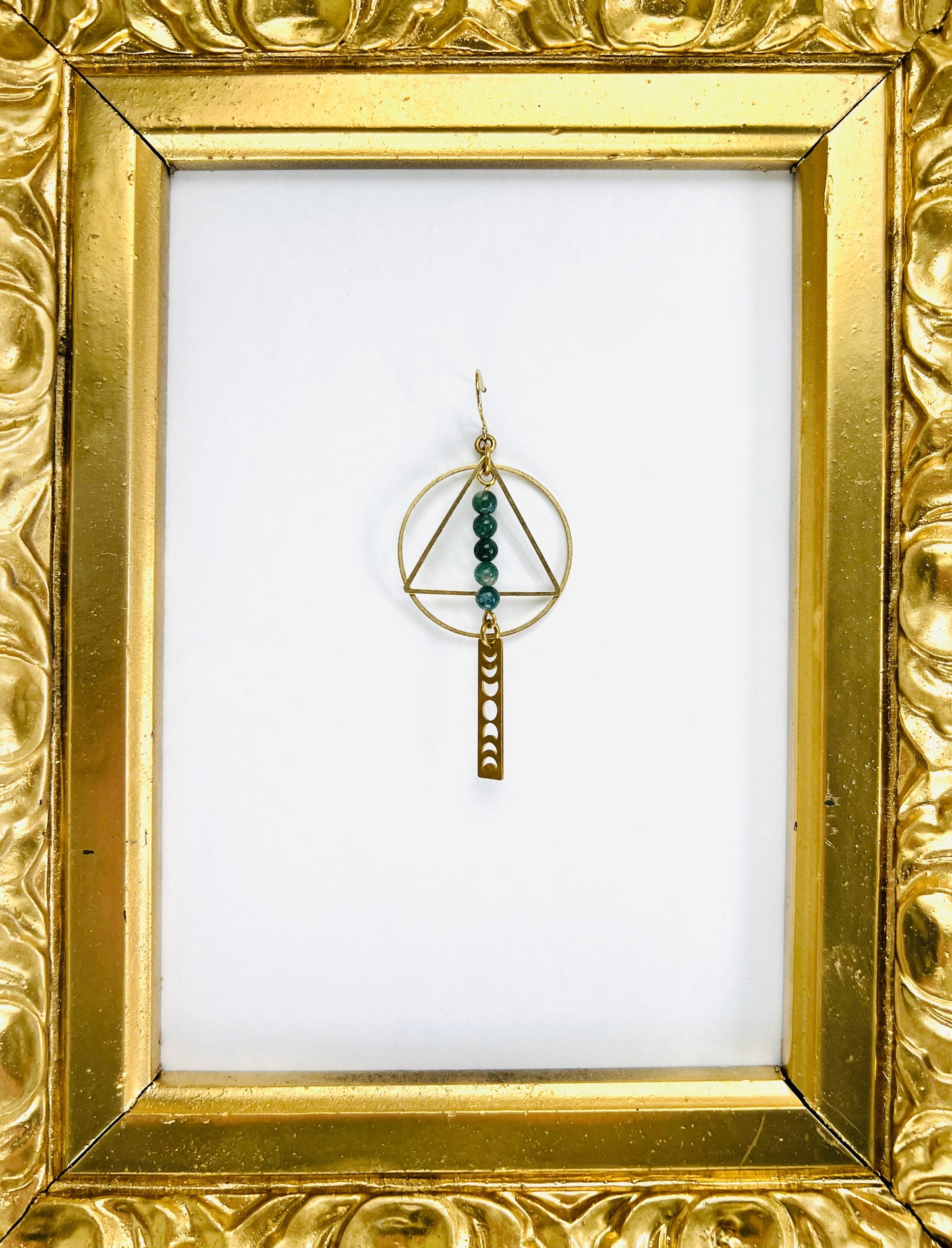 Single Earring, Moss Agate, Crystal Manifestation Jewelry