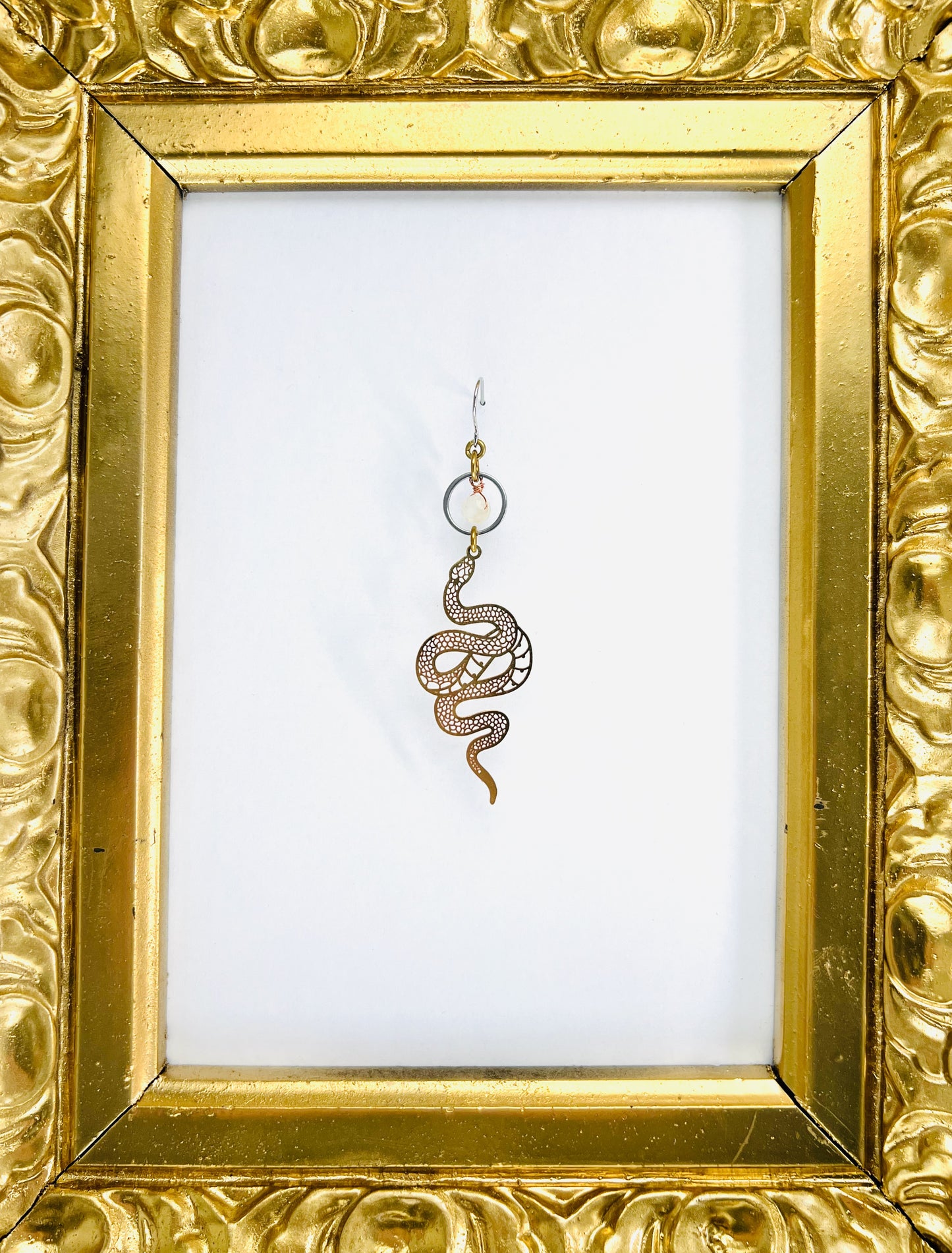 Citrine & Snake Single Crystal Earring – Empowered Abundance Manifestation Jewelry (Sold as One Earring)