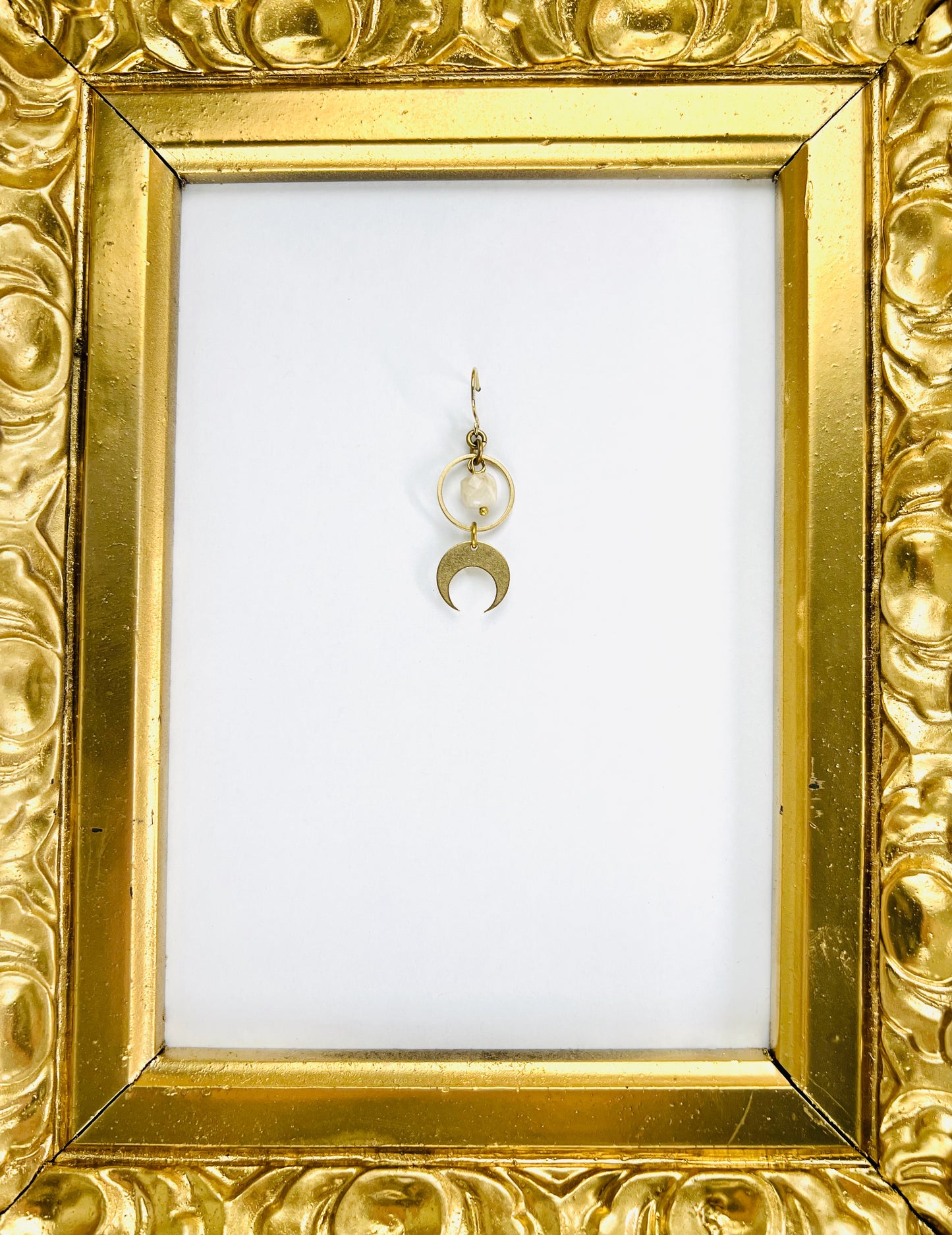 Singly Sold Crystal Earring, Cream Sunstone Moon, Manifestation Tools