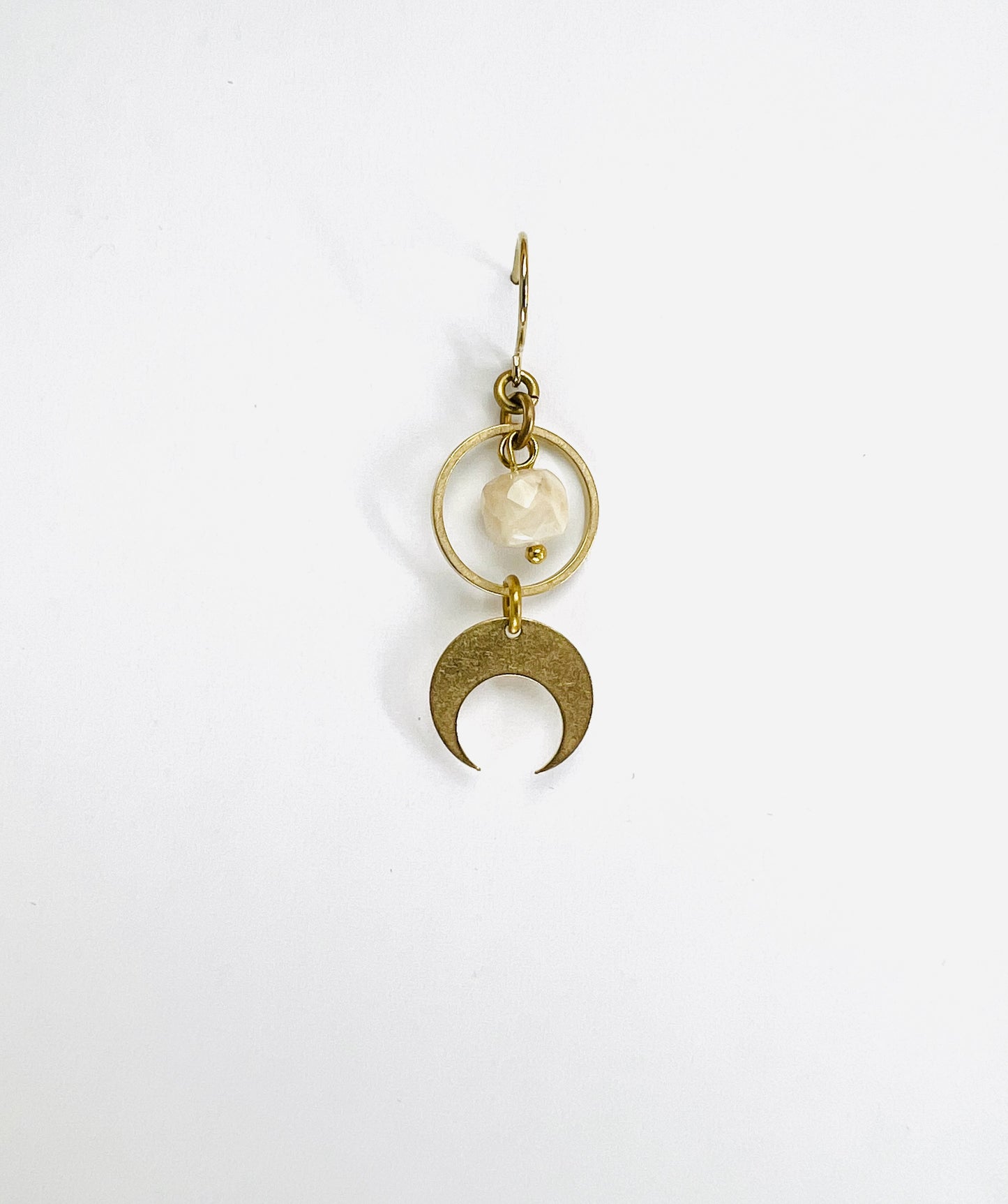 Singly Sold Crystal Earring, Cream Sunstone Moon, Manifestation Tools