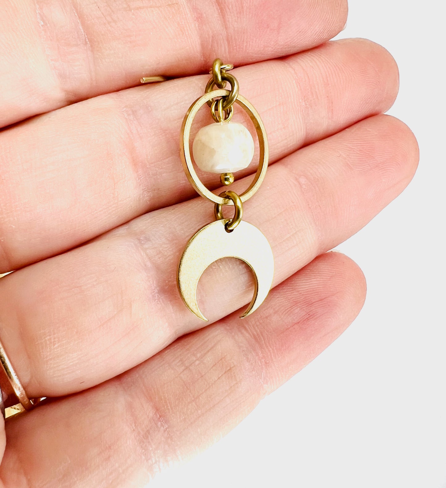 Singly Sold Crystal Earring, Cream Sunstone Moon, Manifestation Tools