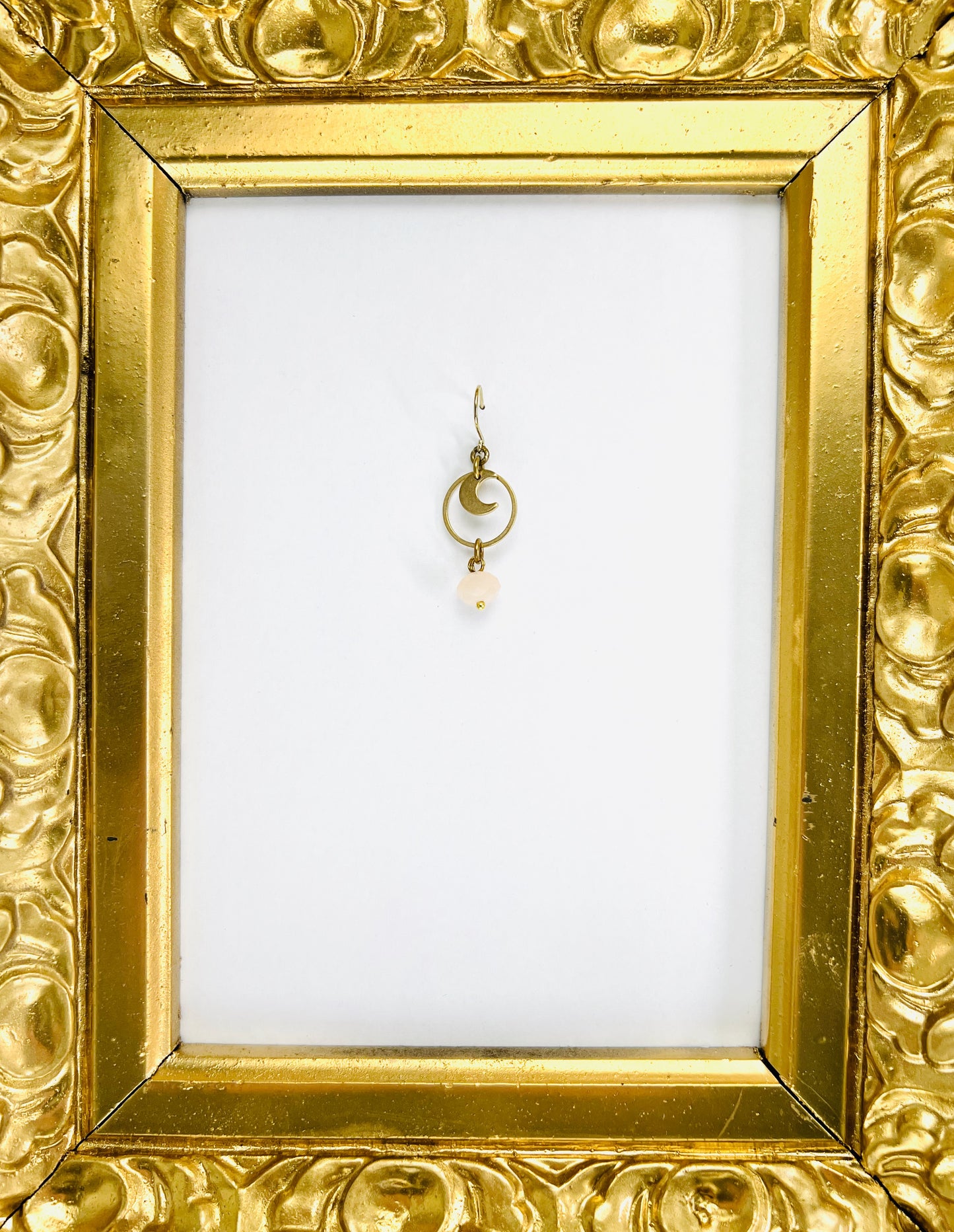 Pink Aventurine Moon Single Crystal Earring – Gentle Prosperity Manifestation Jewelry (Sold as One Earring)