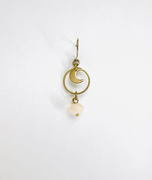 Singly Sold Earring, Pink Aventurine Moon, Crystal Manifestation Jewelry