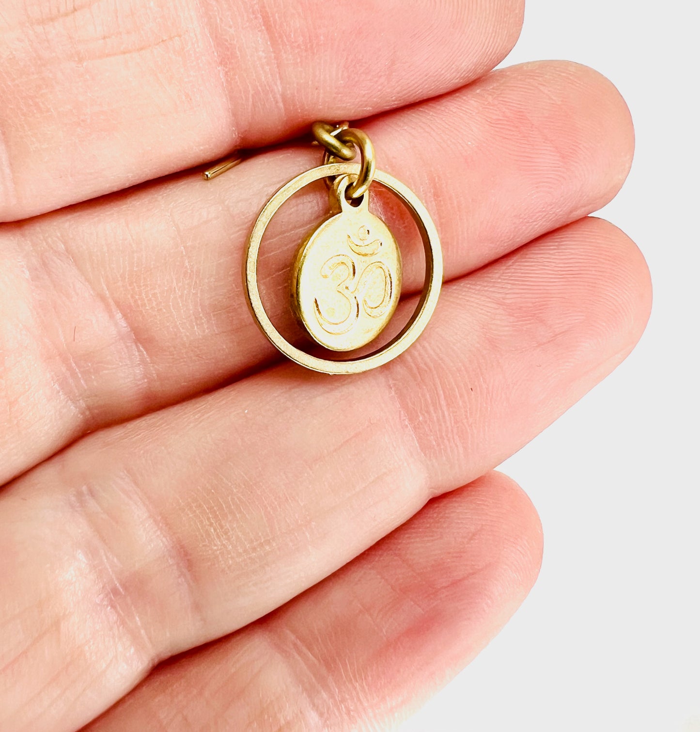Singly Sold Brass Earring, Steel Ring & Om, Manifestation Jewelry