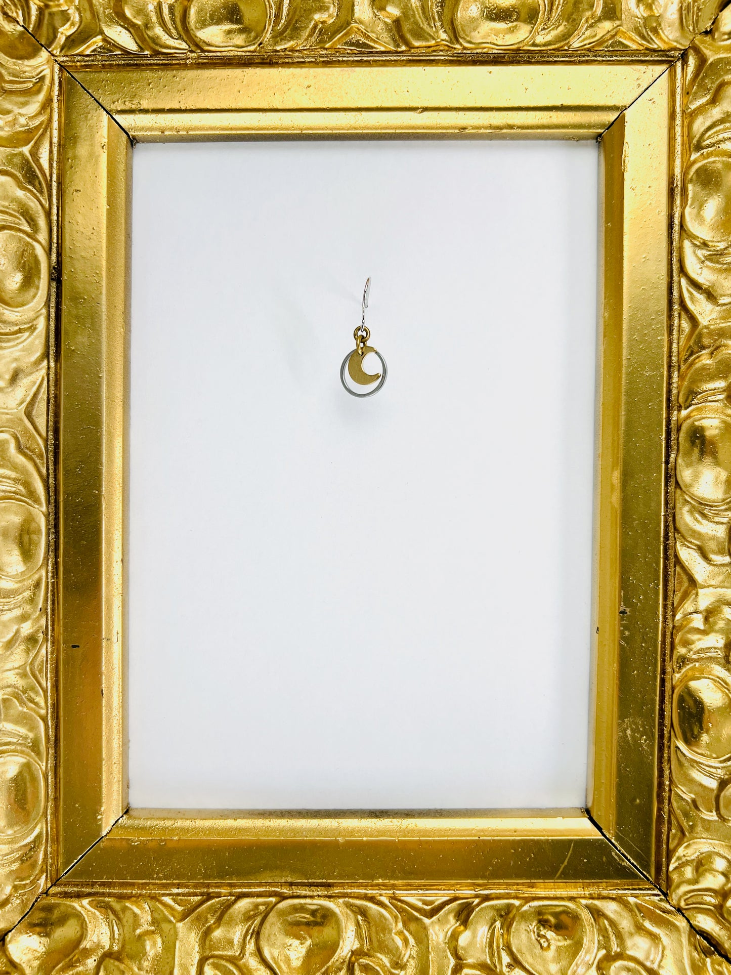 Singly Sold Brass Earring, Circle & Moon, Manifestation Jewelry