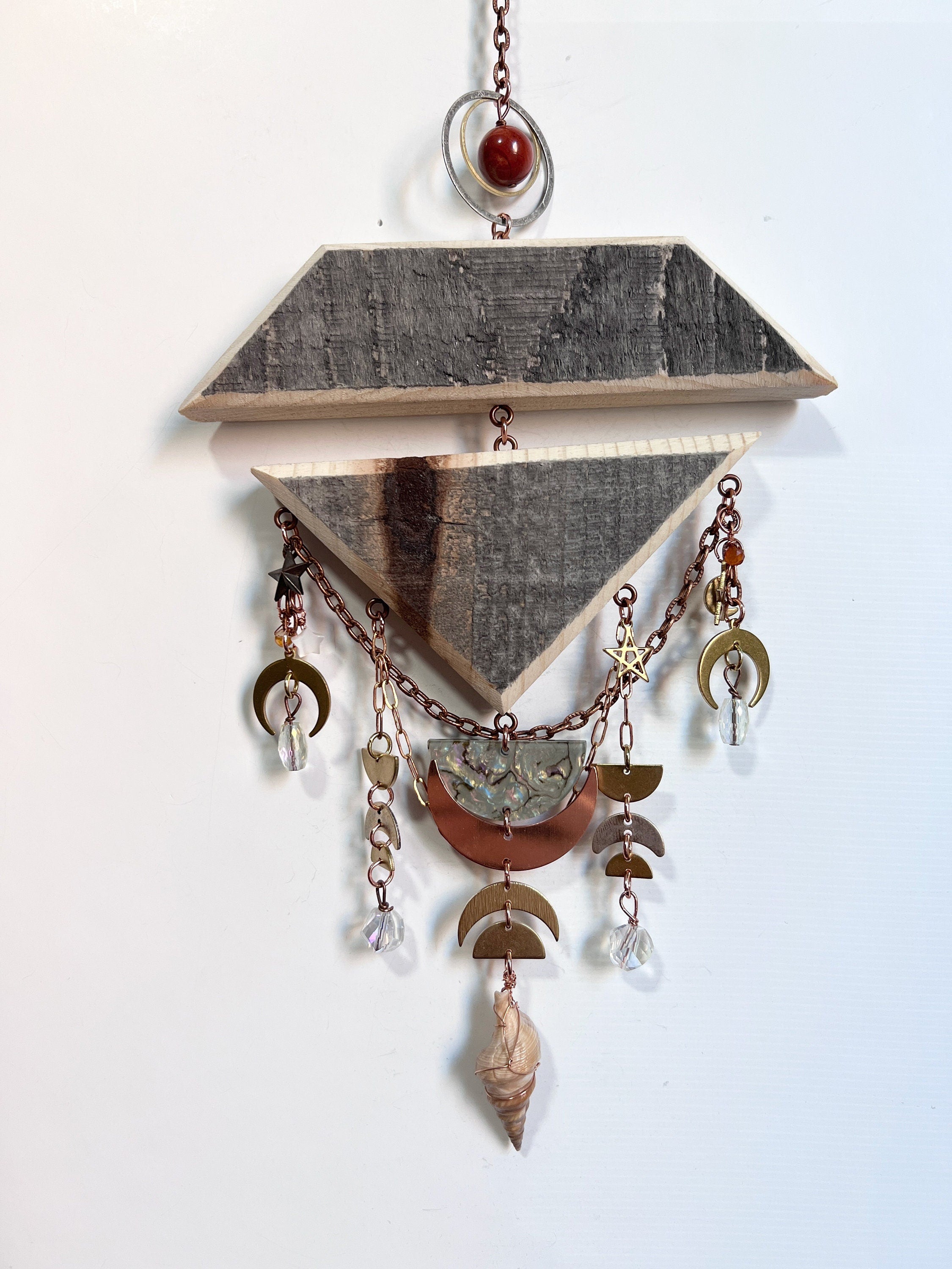 1120 Red Jasper, Sea Shell, Carnelian, Prism Manifestation Charm