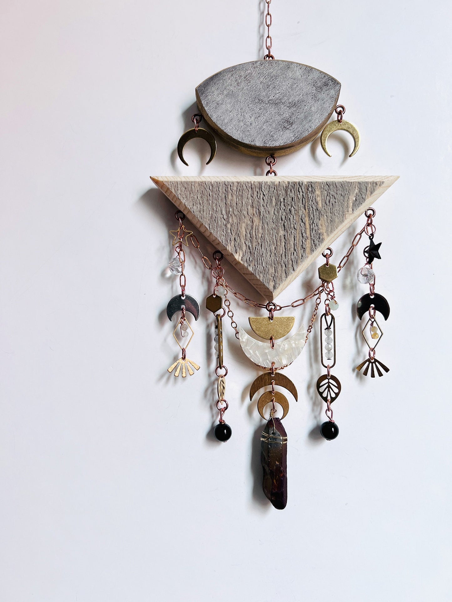 1142 Prism, Topaz, Chrysoprase, Moonstone, Obsidian, Titanium Quartz Manifestation Charm