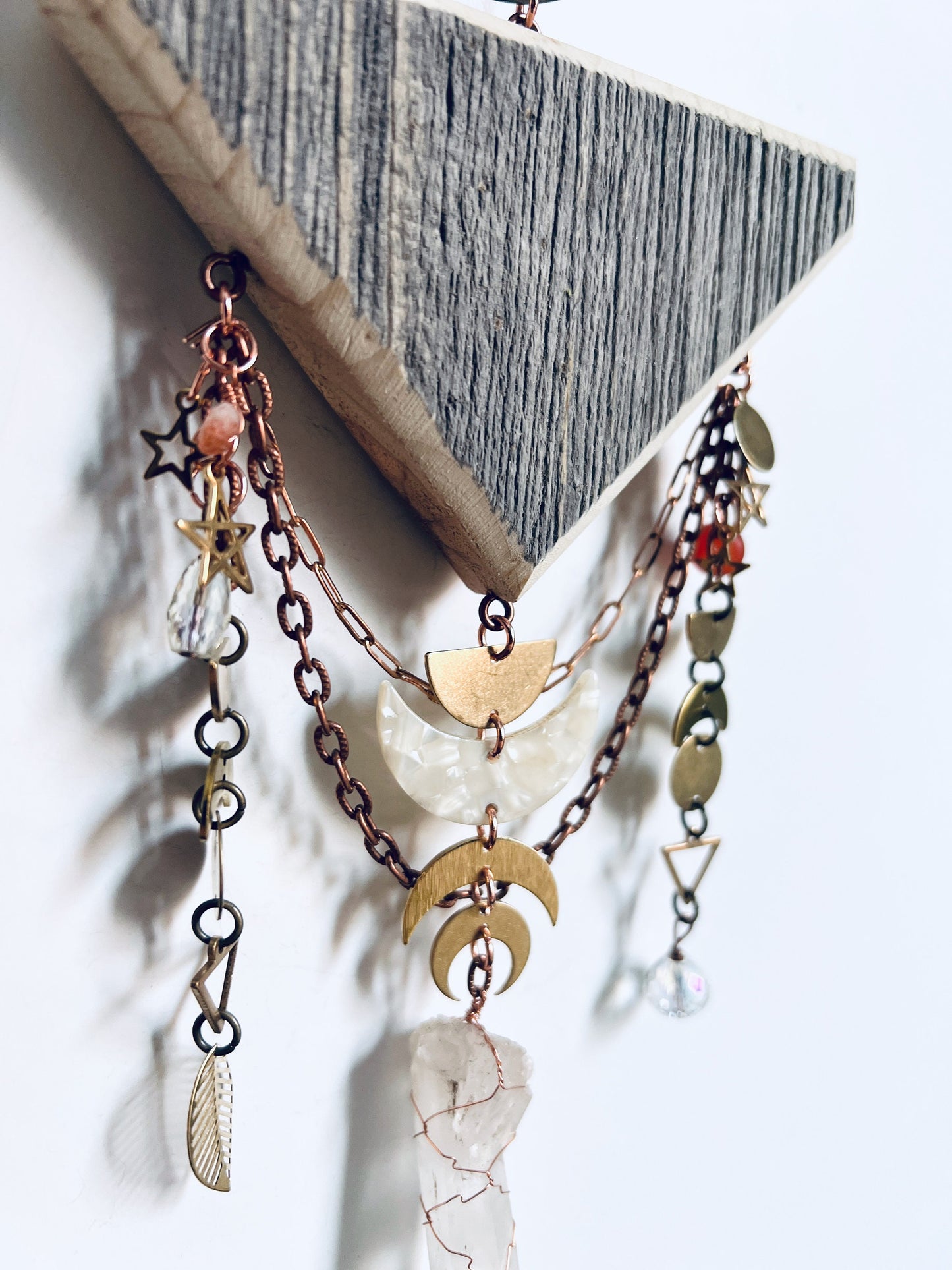 1134 Red Jasper, Sunstone, Prism, Clear Quartz, Carnelian Manifestation Charm