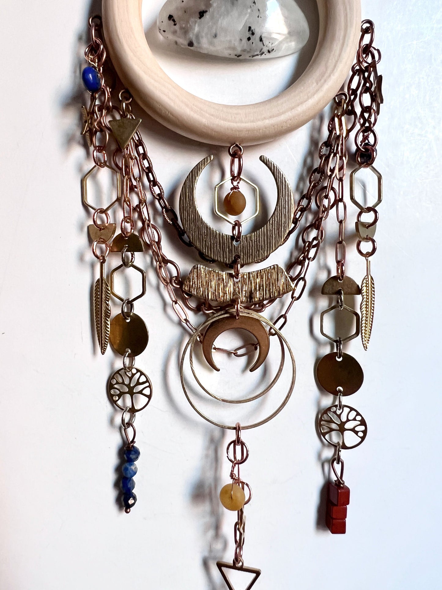 Moonstone and Lapis Lazuli Manifestation Charm Wall Art, Home Decor