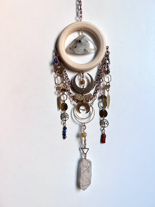 Moonstone and Lapis Lazuli Manifestation Charm Wall Art, Home Decor