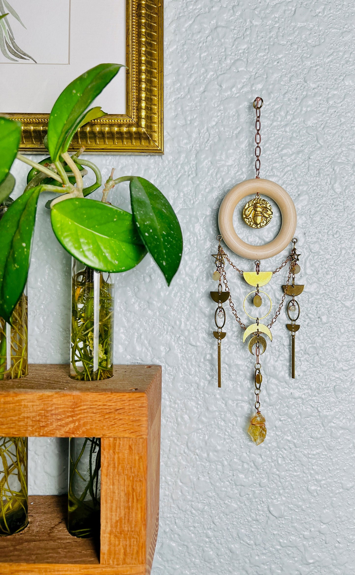 1512 Jade and Citrine Crystal Art for the Wall, Manifestation Charm