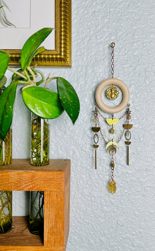 1512 Jade and Citrine Crystal Art for the Wall, Manifestation Charm