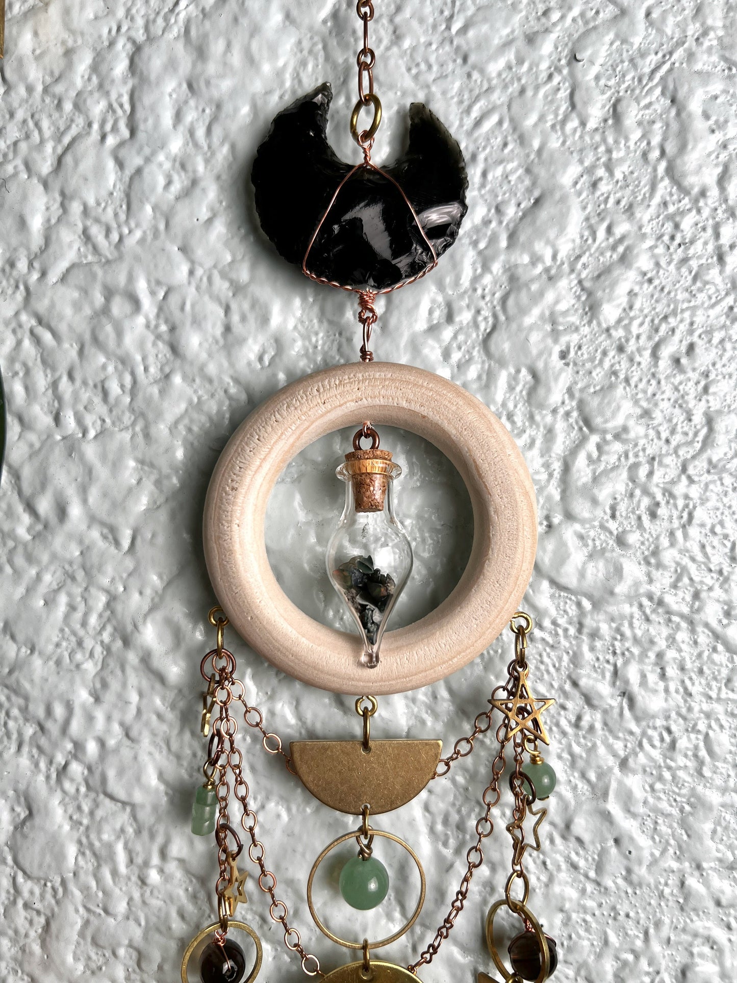 1831 Smoky Quartz and Black Opal Manifestation Charm