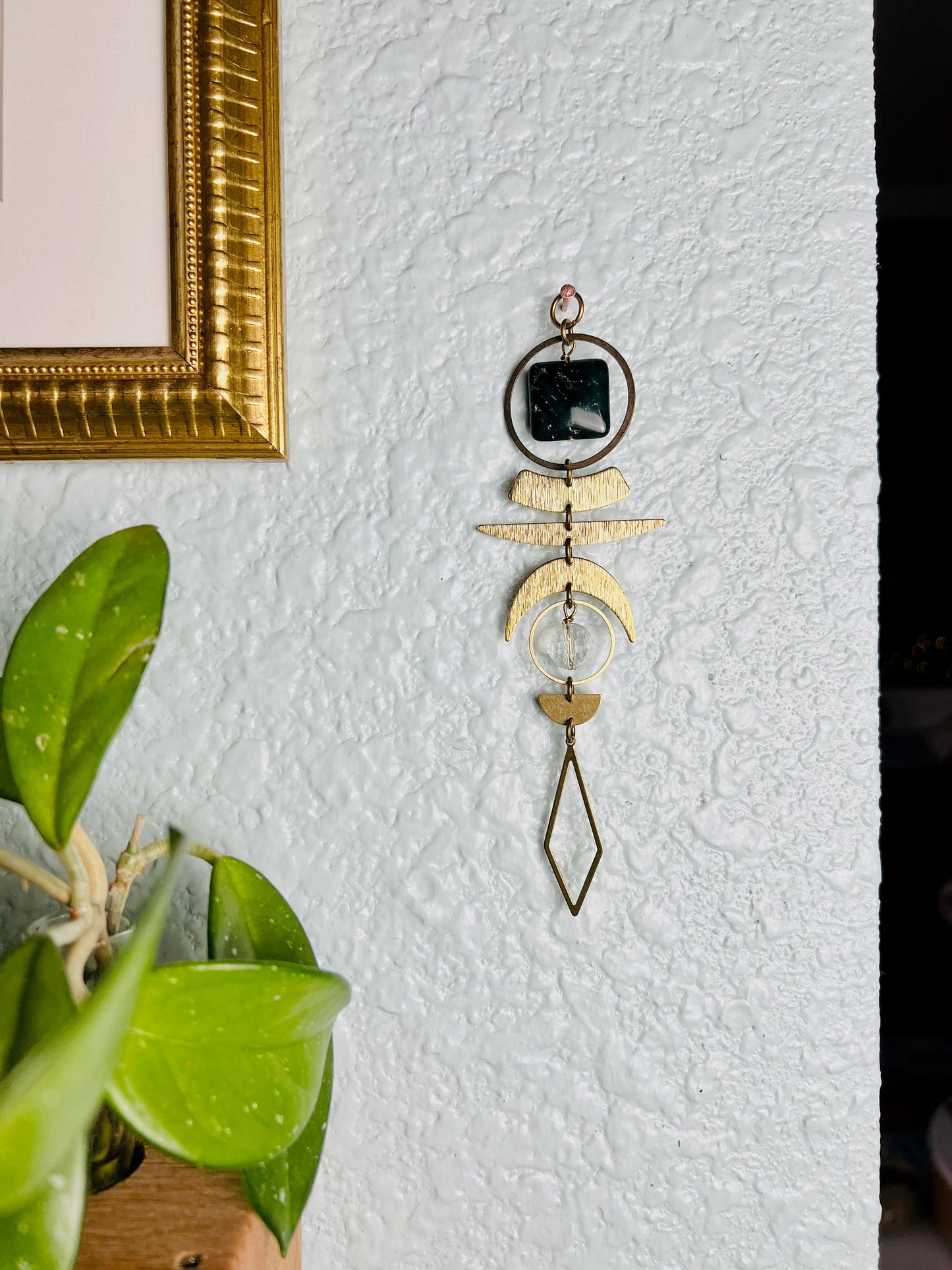 Jasper and Clear Quartz Manifestation Mini Charm | Home Decor