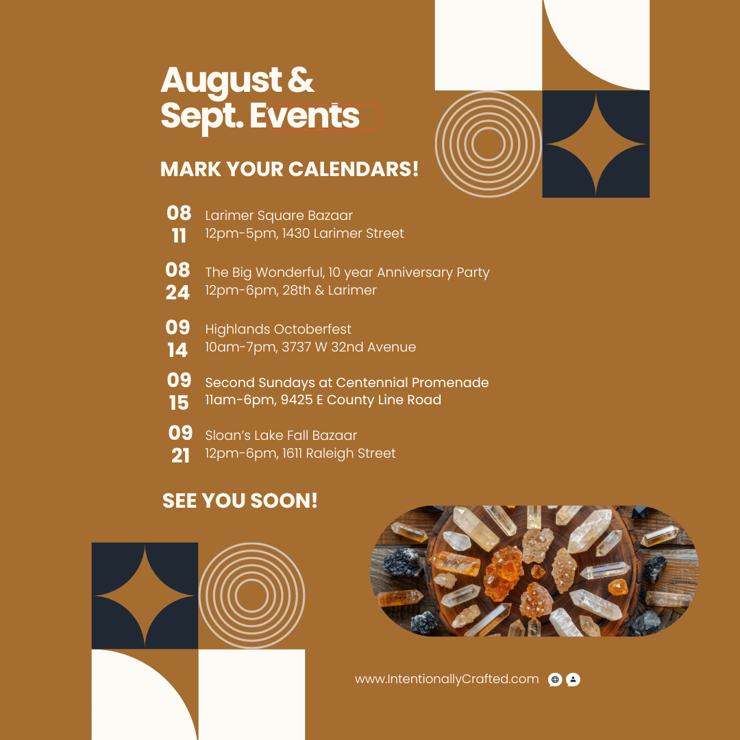 Intentionally Crafted announces, 5 Popoup Events, this Summer and Fall in Denver!