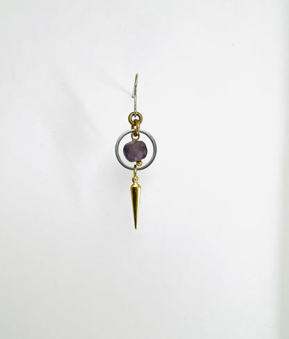 Singly Sold Dark Amethyst Earring, Crystal Manifestation Jewelry