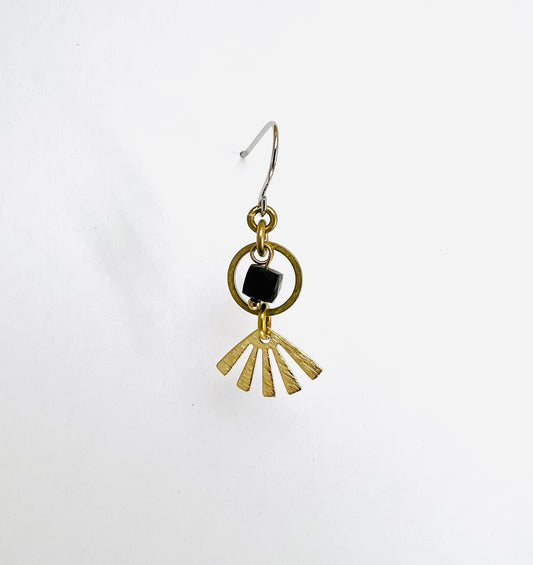 Golden Obsidian single crystal earring, handmade manifestation jewelry designed to support self-reflection, grounding, and personal power.