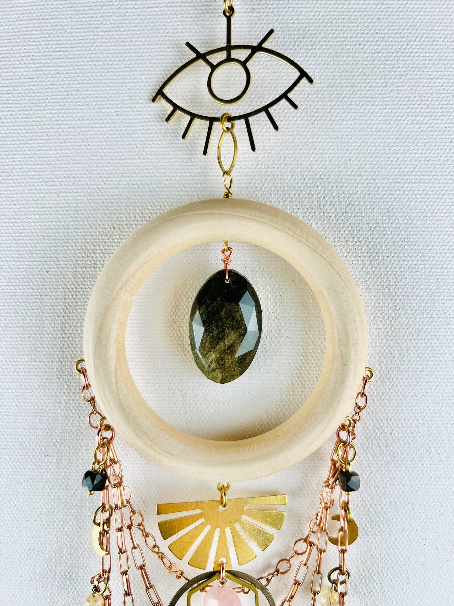 Obsidian, Citrine, Rose Quartz Manifestation Charm Wall Art