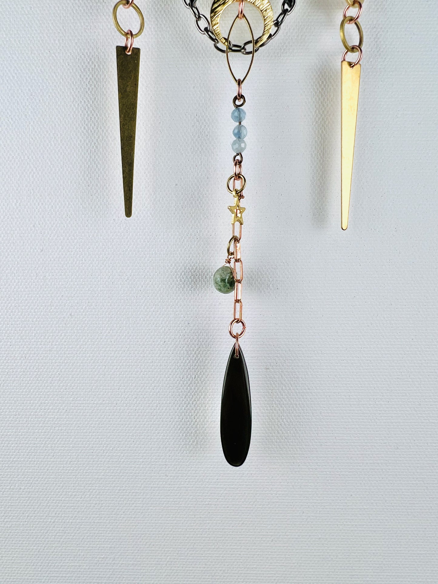 Obsidian, Amethyst, Aquamarine, Moss Agate Manifestation Charm Wall Art