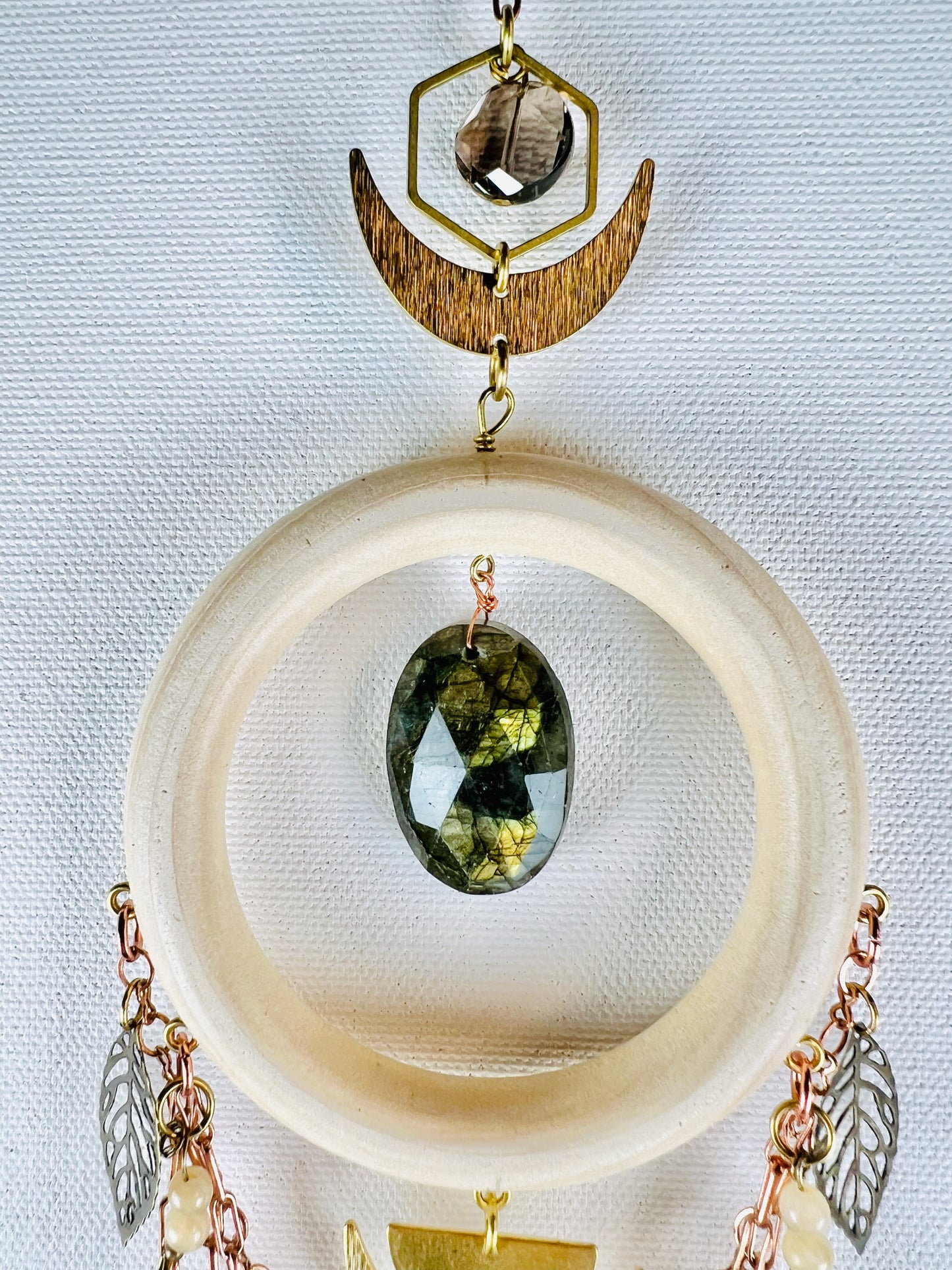 Smoky Quartz, Labradorite, Yellow Calcite, Moss Agate Manifestation Charm Wall Art