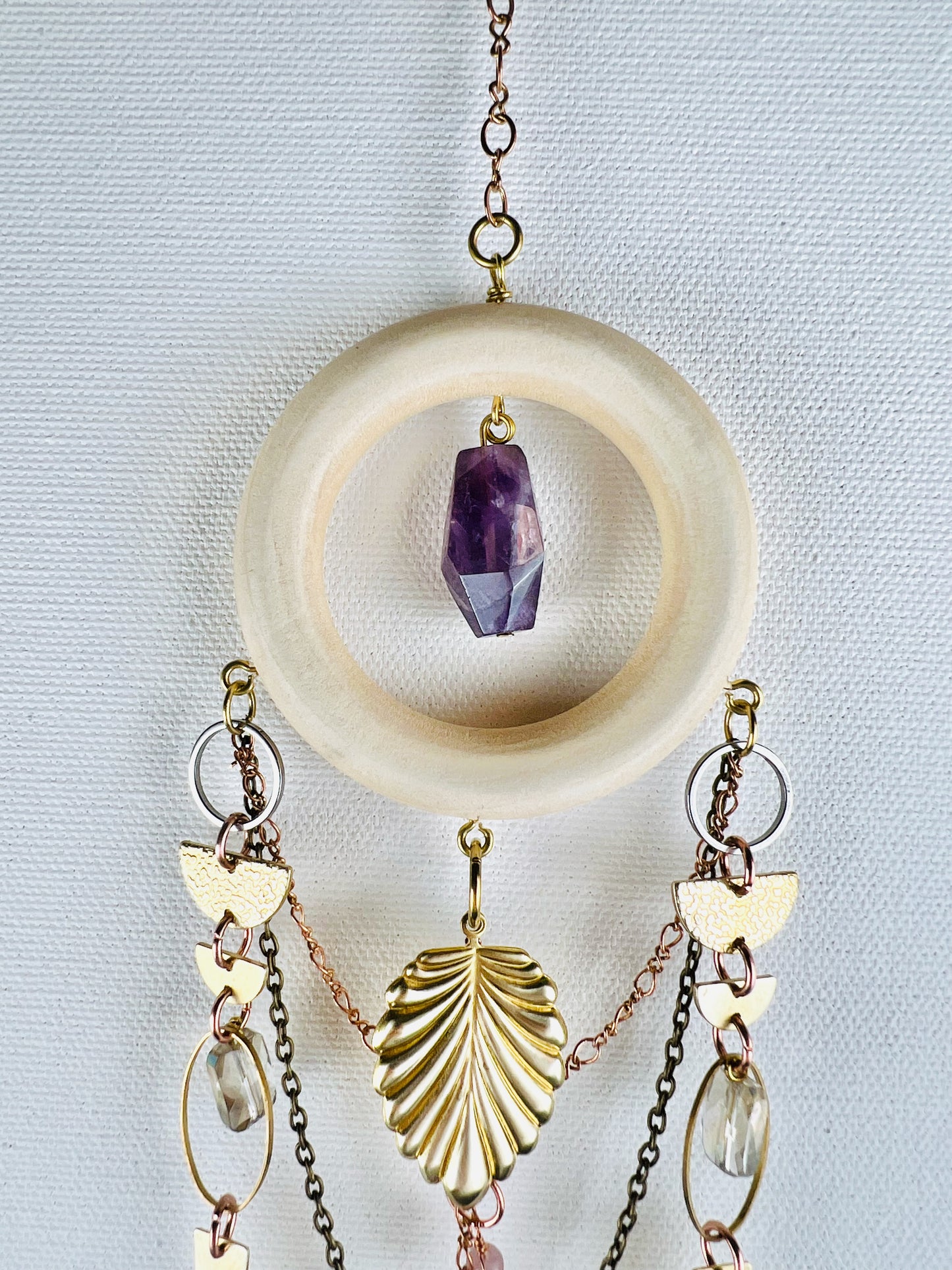 Amethyst, Lepidolite, Smoky Quartz Manifestation Charm Wall Art