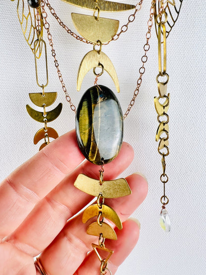 Smoky Quartz, Tigers Eye, Onyx Manifestation Charm Wall Art