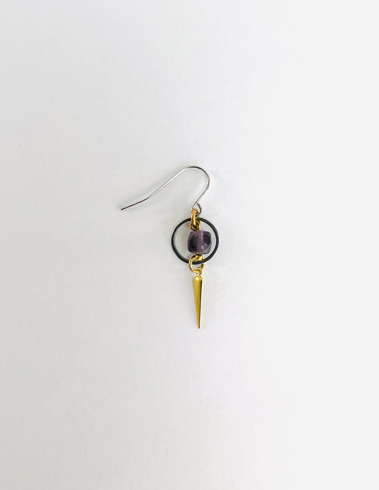 Singly Sold Dark Amethyst Earring, Crystal Manifestation Jewelry