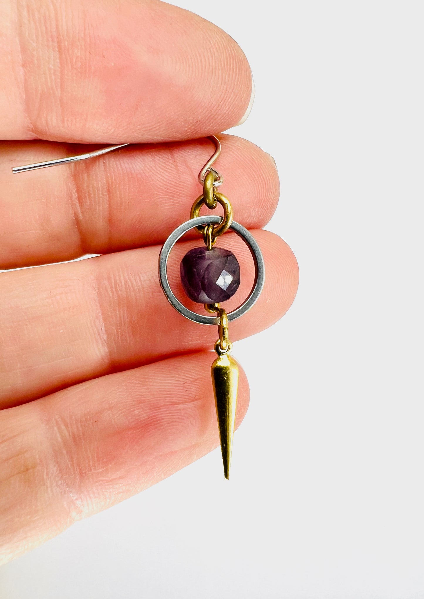 Singly Sold Dark Amethyst Earring, Crystal Manifestation Jewelry